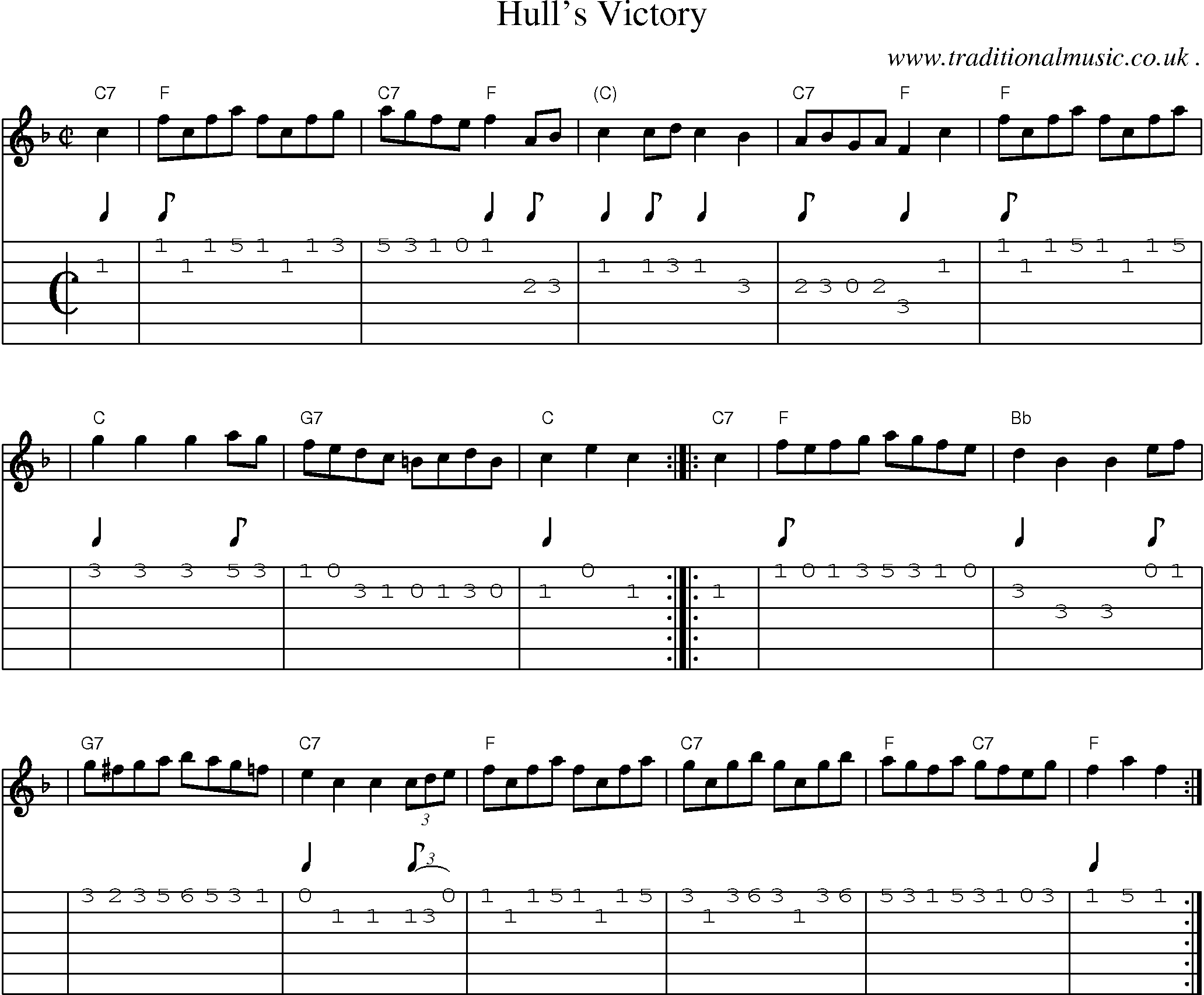 Sheet-music  score, Chords and Guitar Tabs for Hulls Victory