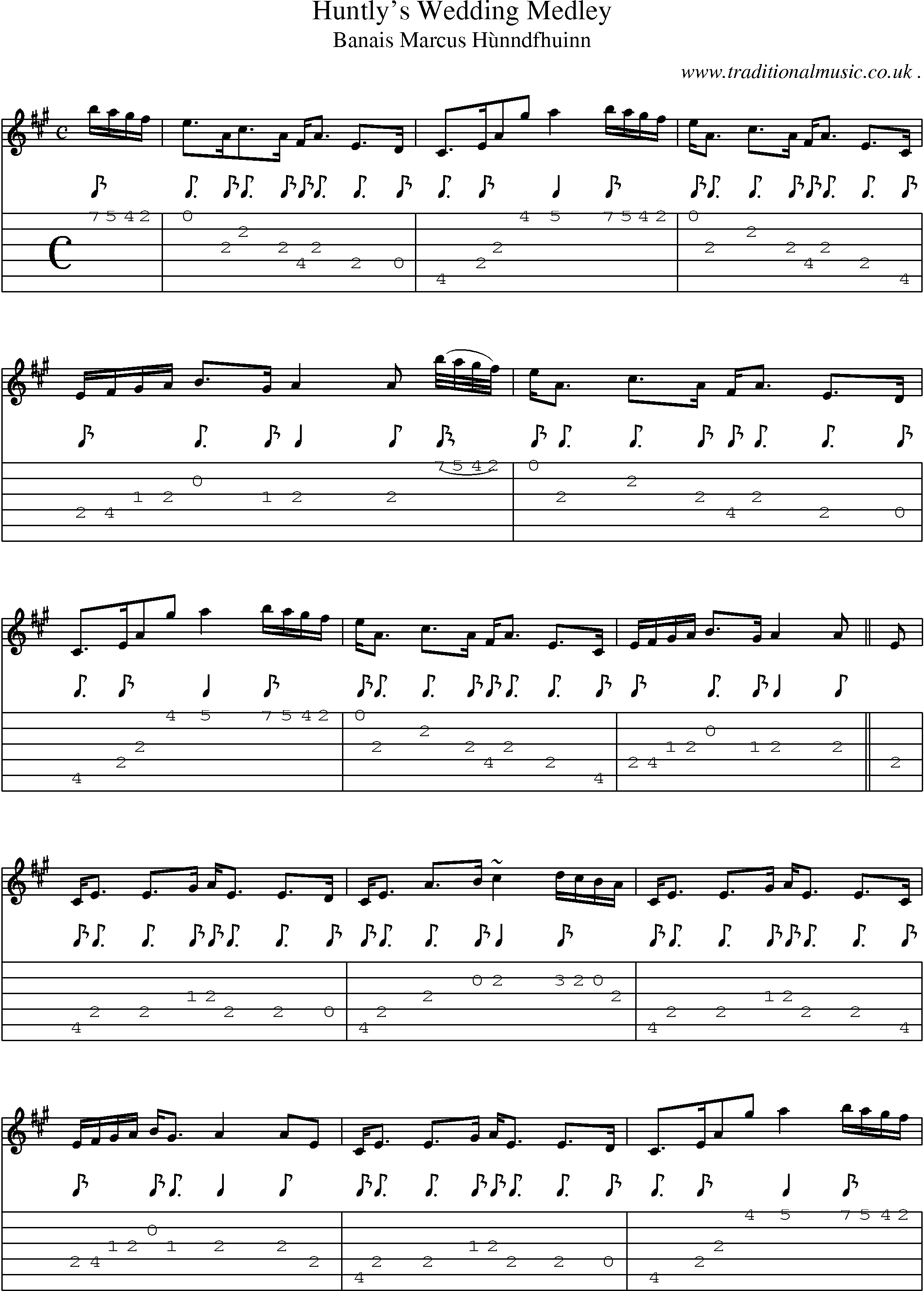 Sheet-music  score, Chords and Guitar Tabs for Huntlys Wedding Medley