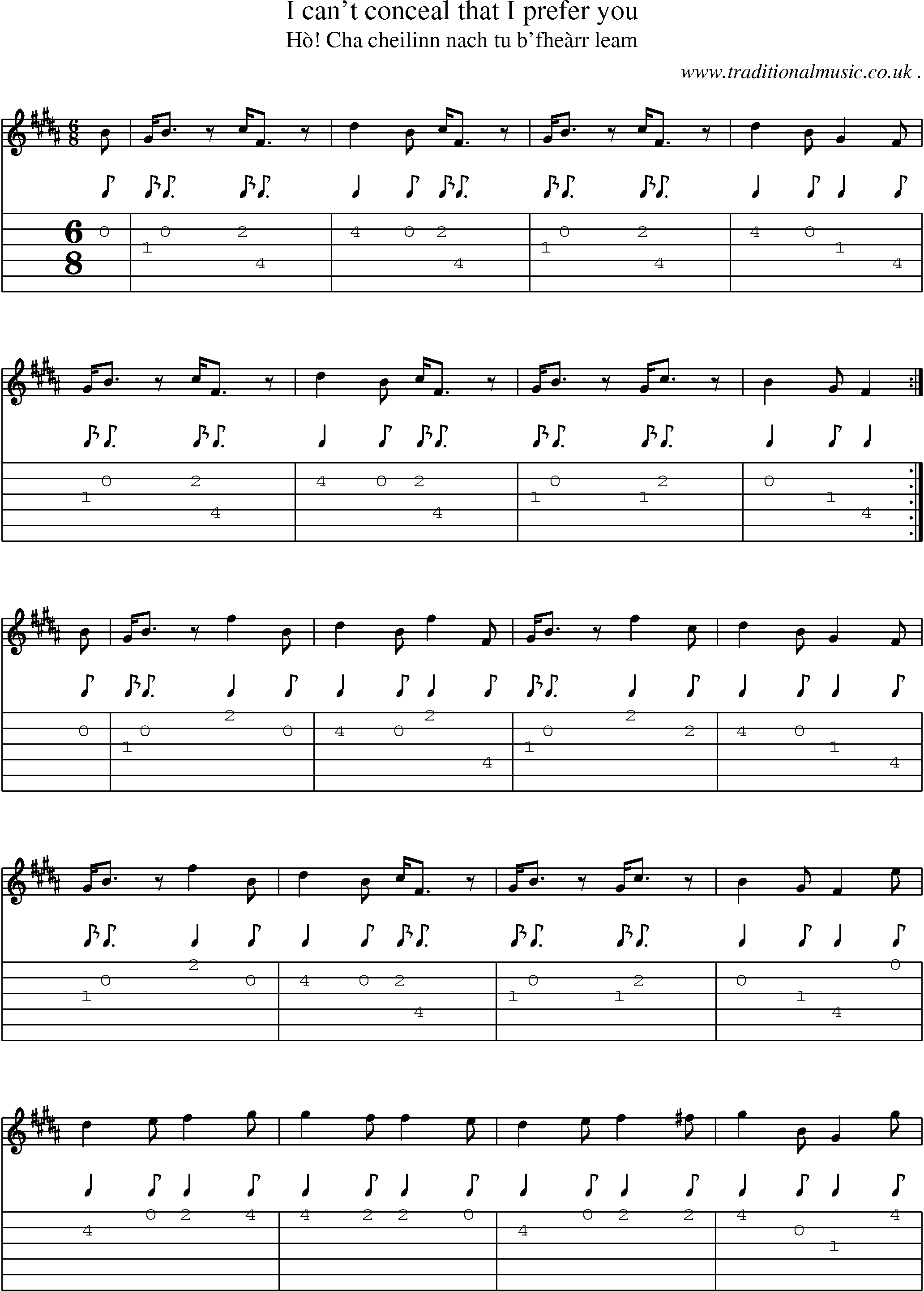 Sheet-music  score, Chords and Guitar Tabs for I Cant Conceal That I Prefer You