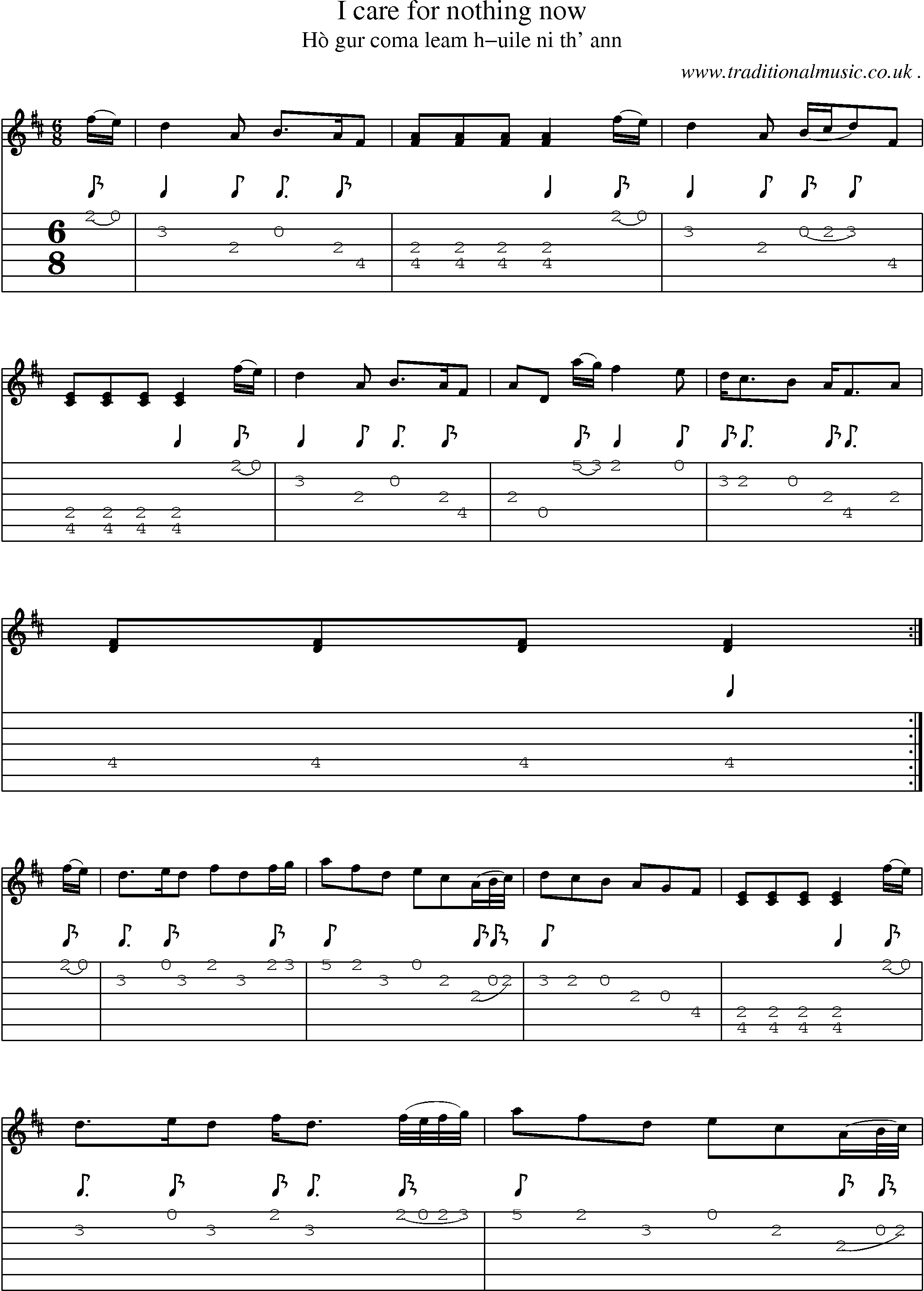 Sheet-music  score, Chords and Guitar Tabs for I Care For Nothing Now