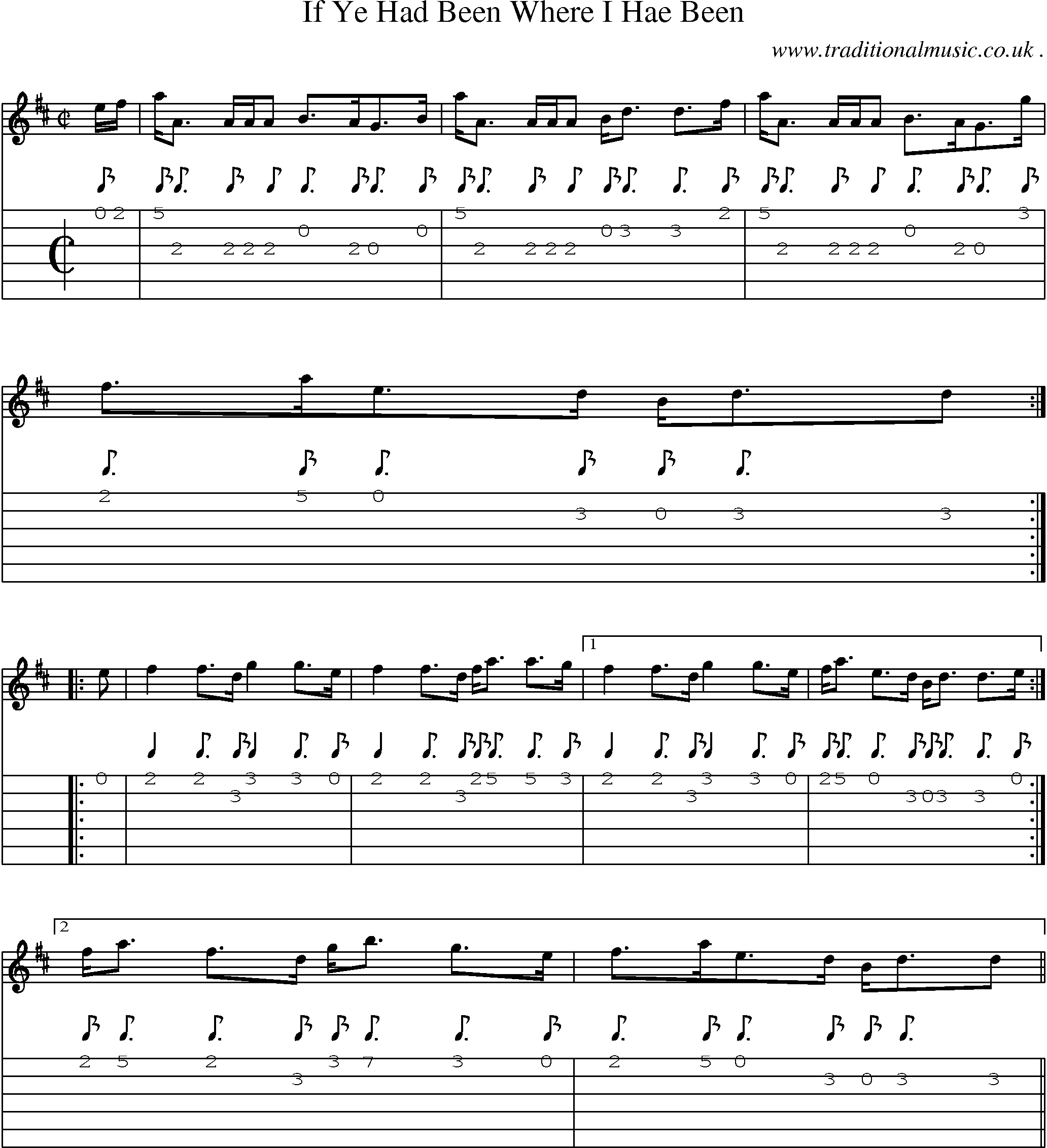 Sheet-music  score, Chords and Guitar Tabs for If Ye Had Been Where I Hae Been