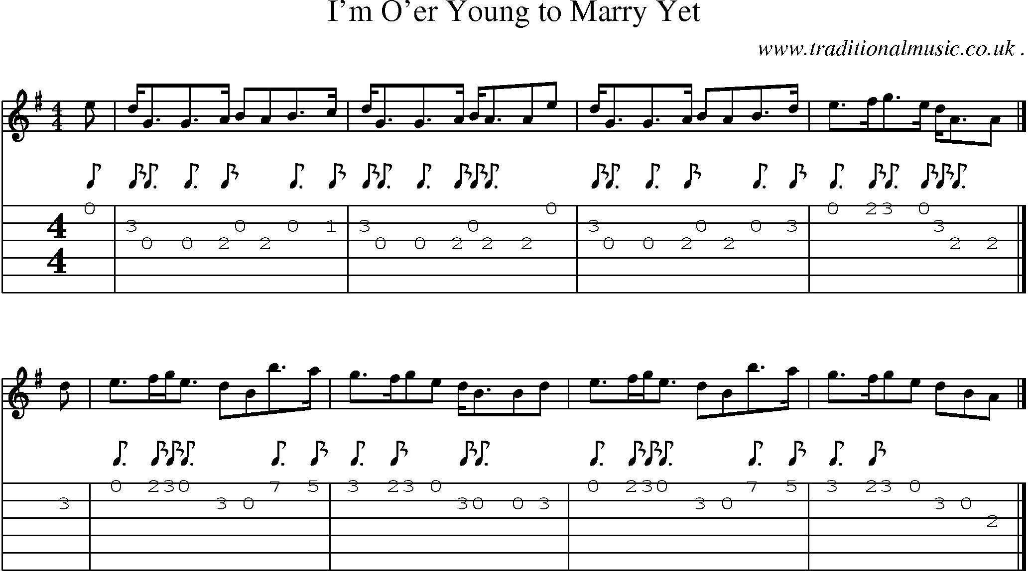 Sheet-music  score, Chords and Guitar Tabs for Im Oer Young To Marry Yet
