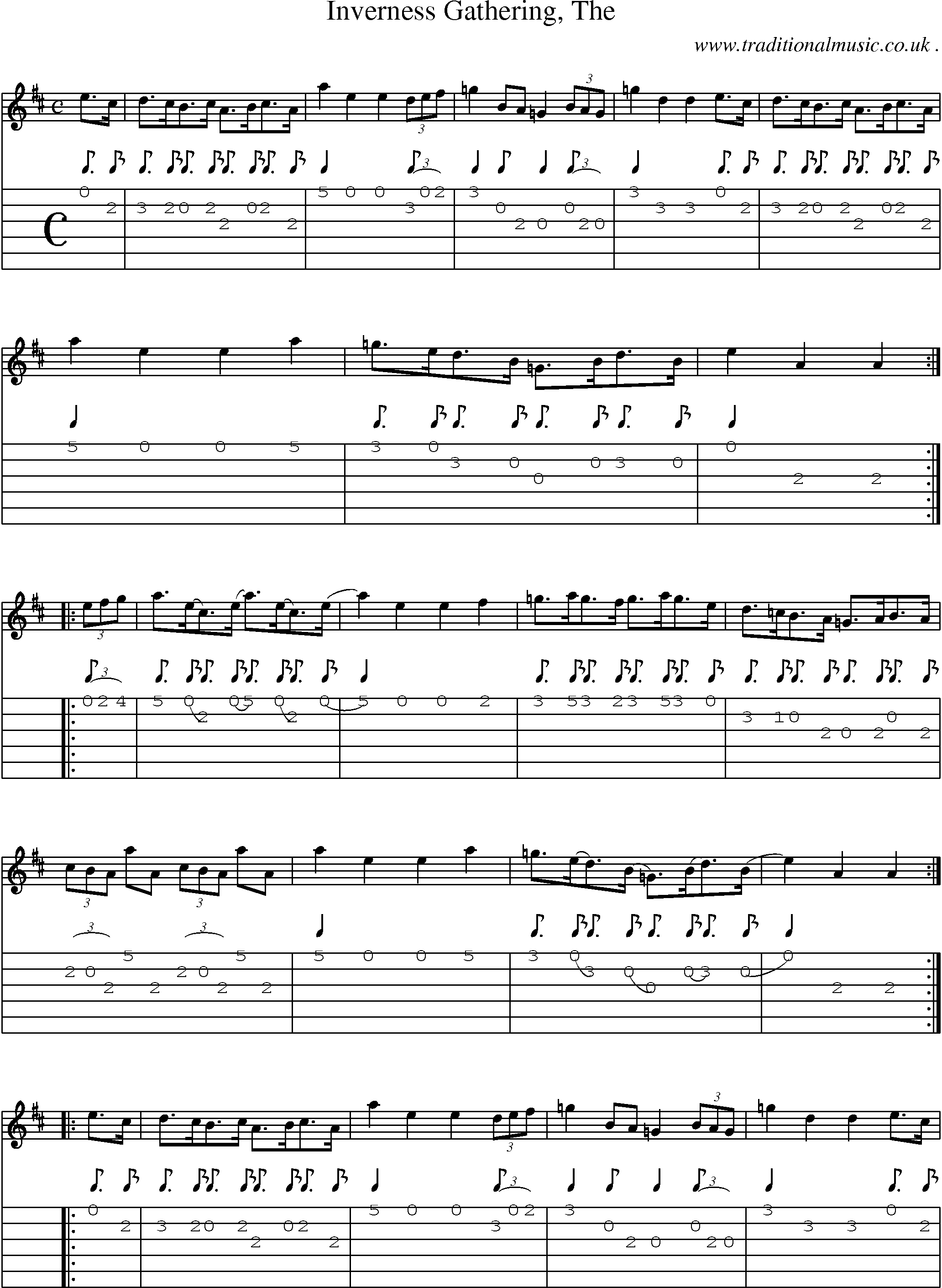 Sheet-music  score, Chords and Guitar Tabs for Inverness Gathering The