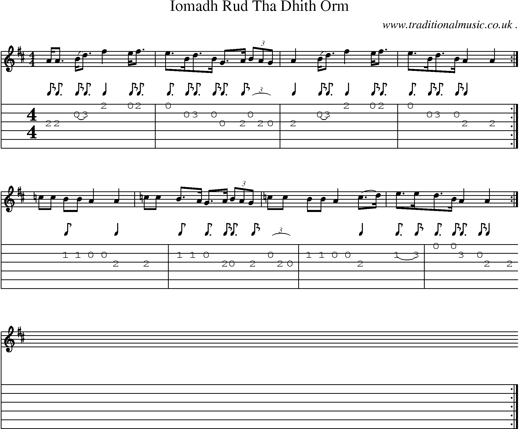 Sheet-music  score, Chords and Guitar Tabs for Iomadh Rud Tha Dhith Orm