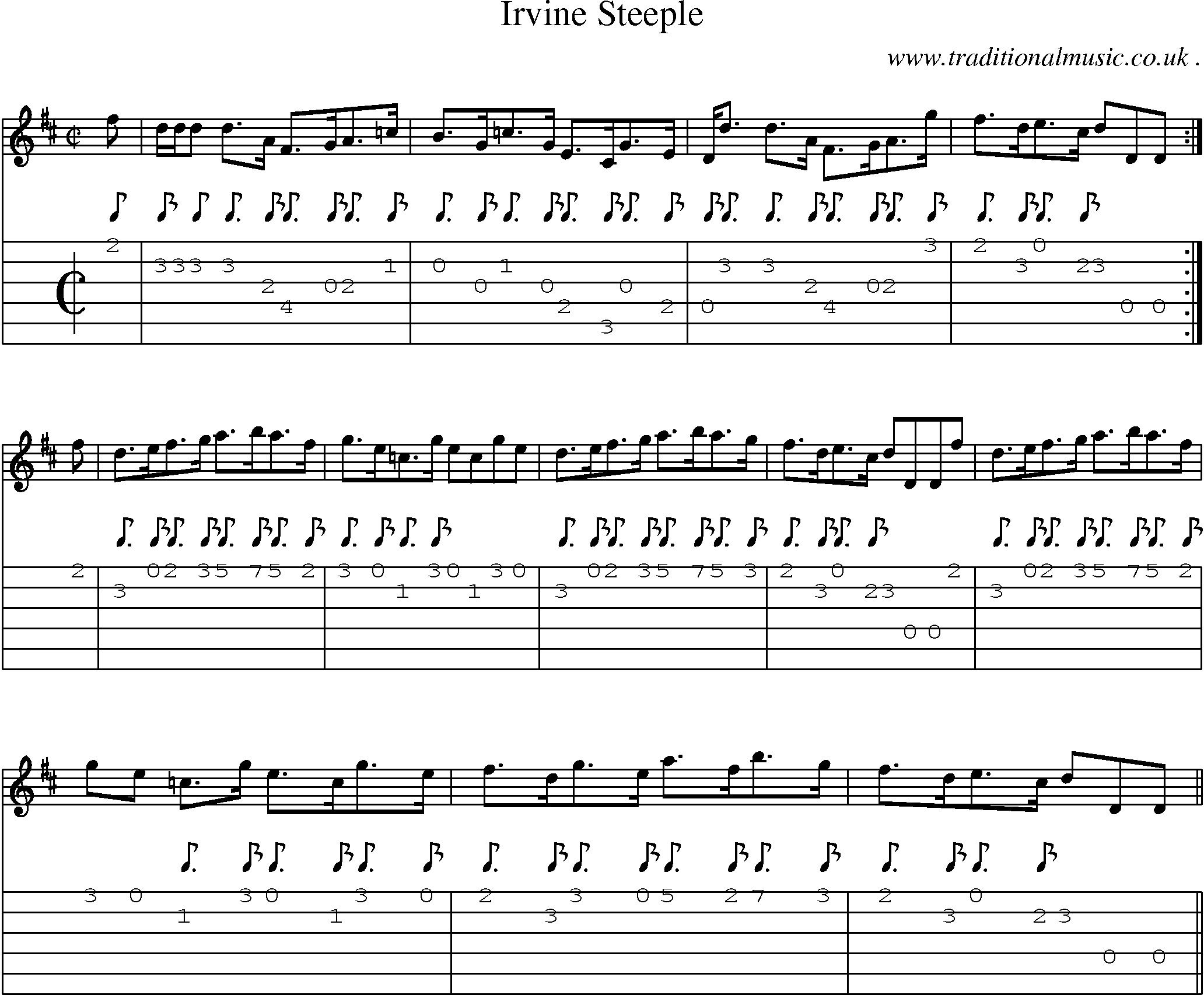 Sheet-music  score, Chords and Guitar Tabs for Irvine Steeple