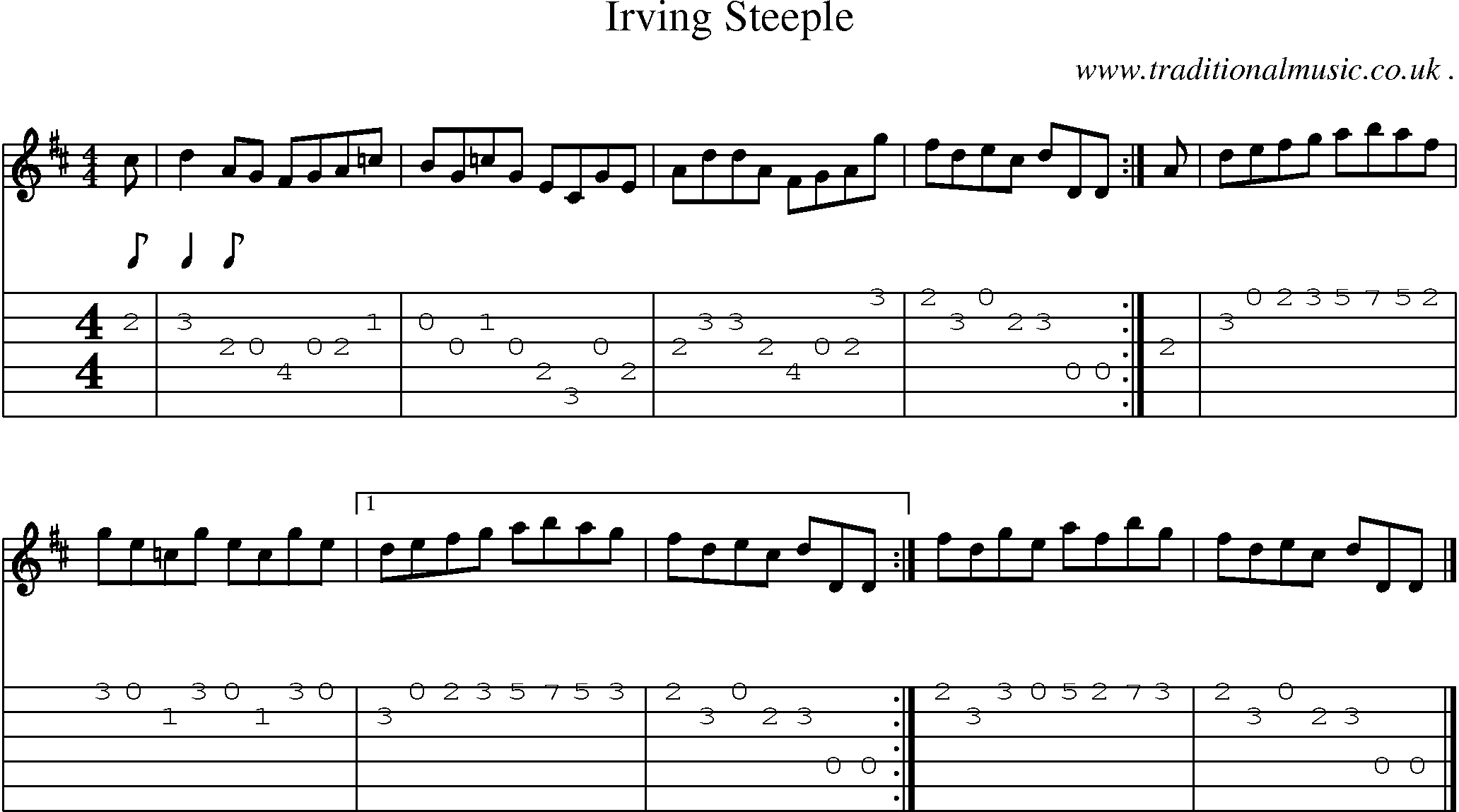 Sheet-music  score, Chords and Guitar Tabs for Irving Steeple