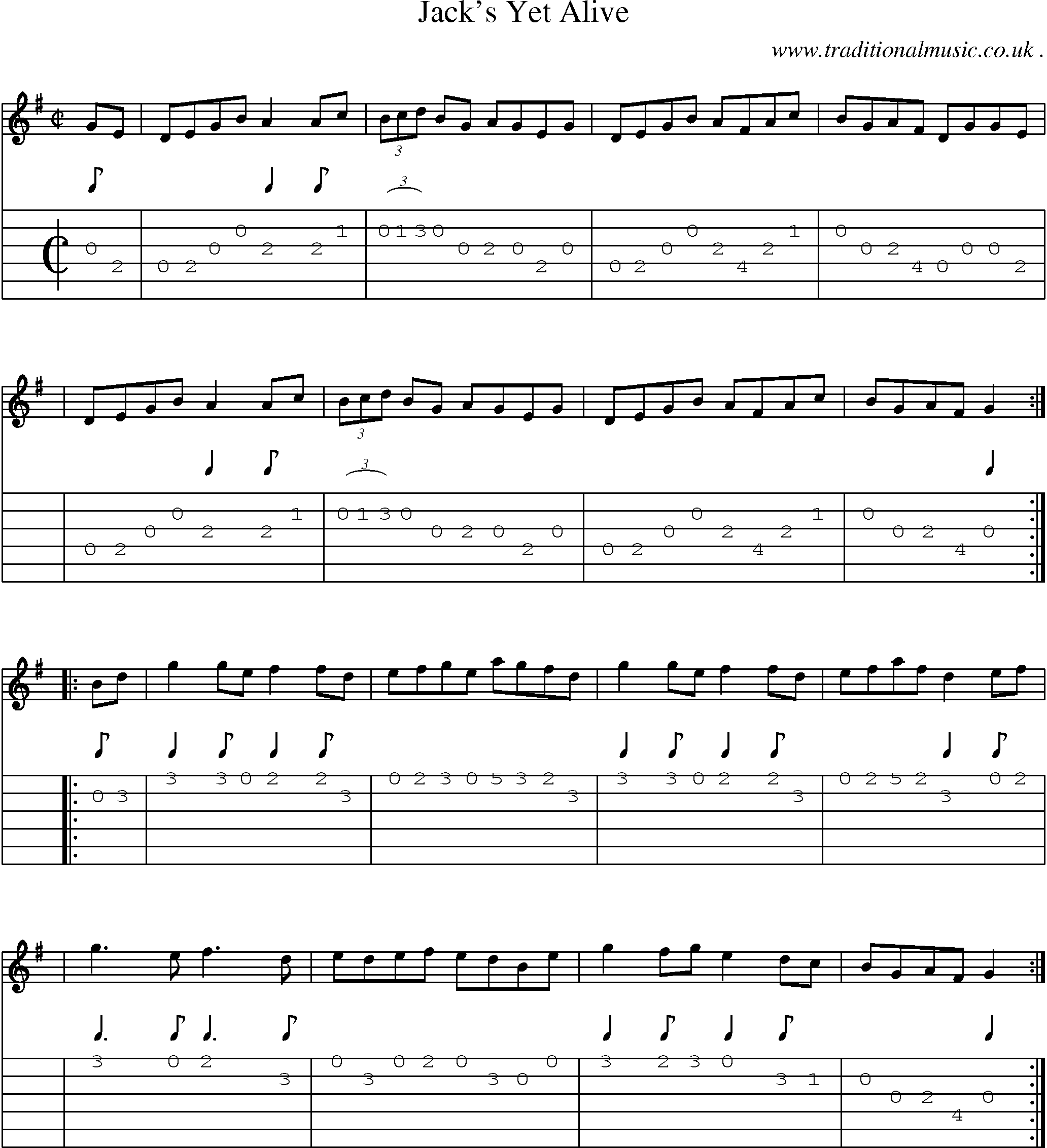 Sheet-music  score, Chords and Guitar Tabs for Jacks Yet Alive
