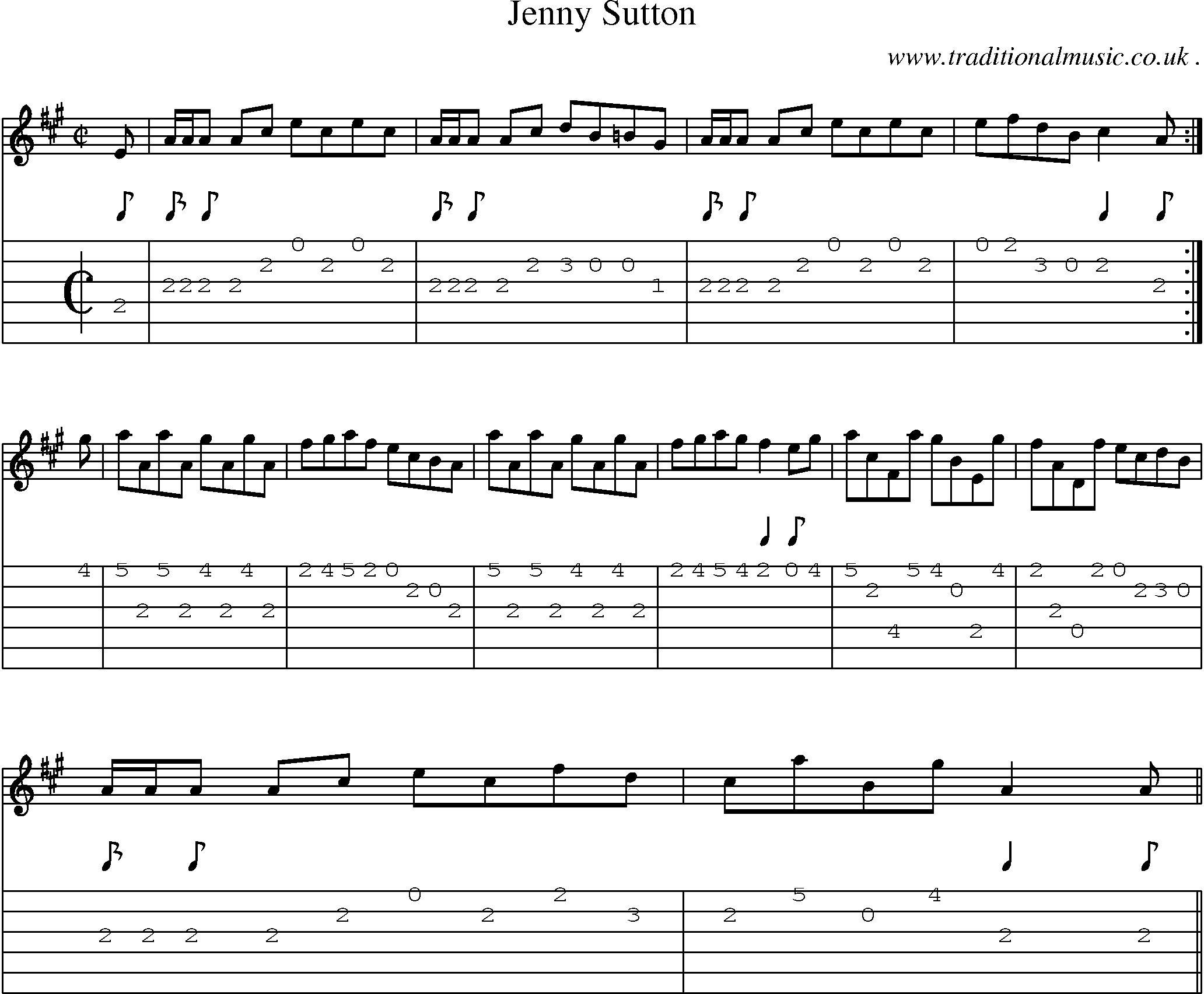 Sheet-music  score, Chords and Guitar Tabs for Jenny Sutton