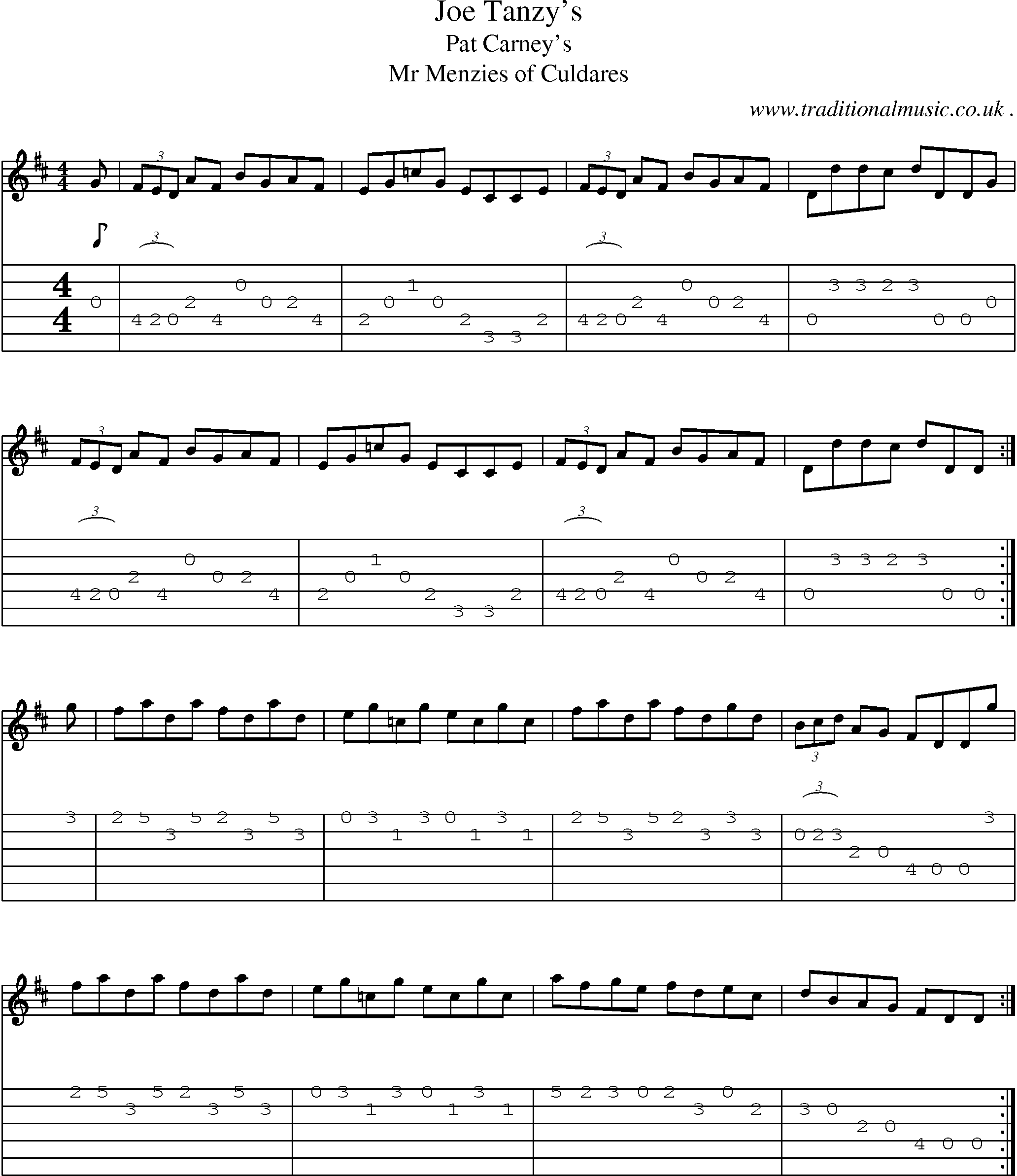 Sheet-music  score, Chords and Guitar Tabs for Joe Tanzys