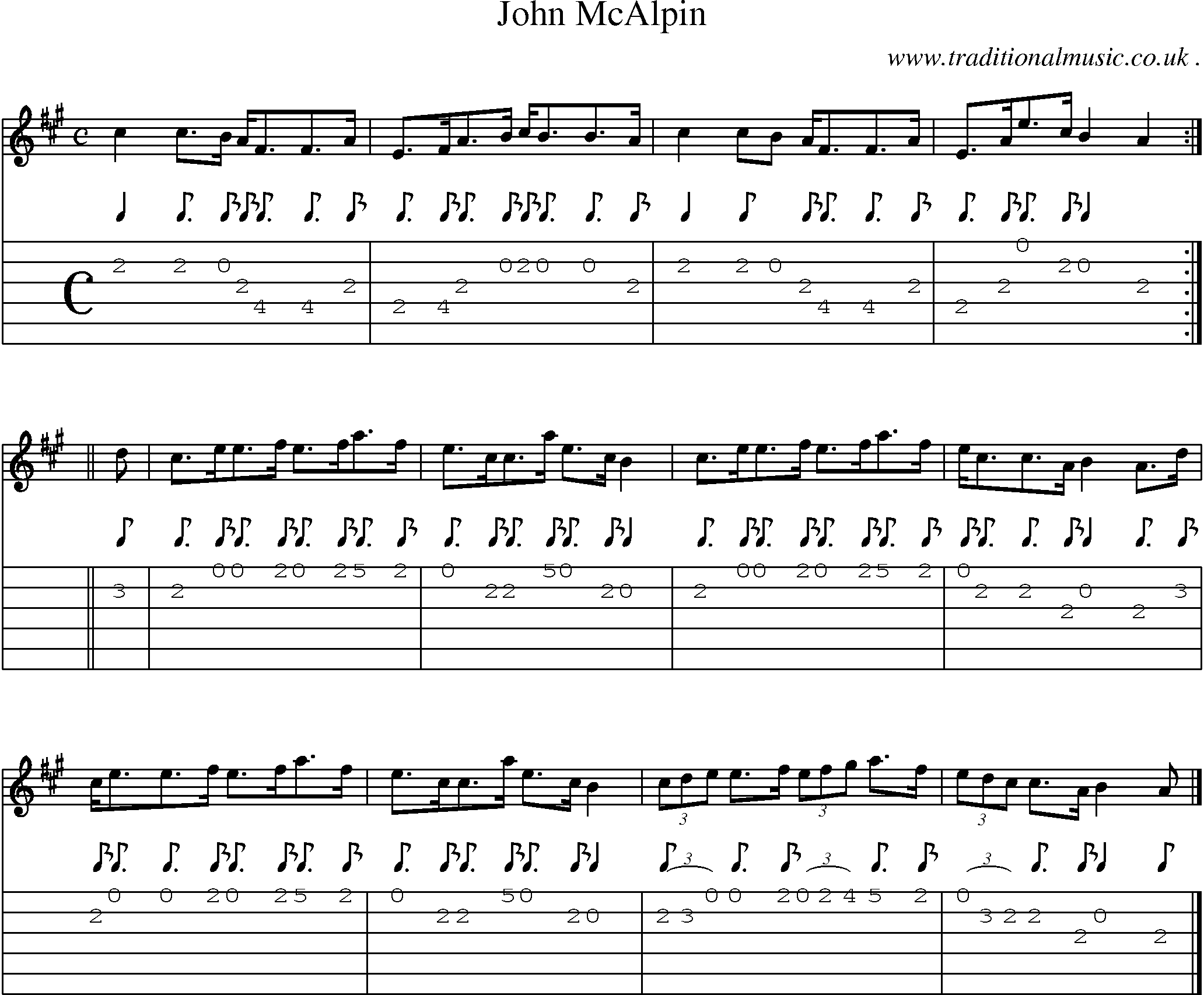 Sheet-music  score, Chords and Guitar Tabs for John Mcalpin