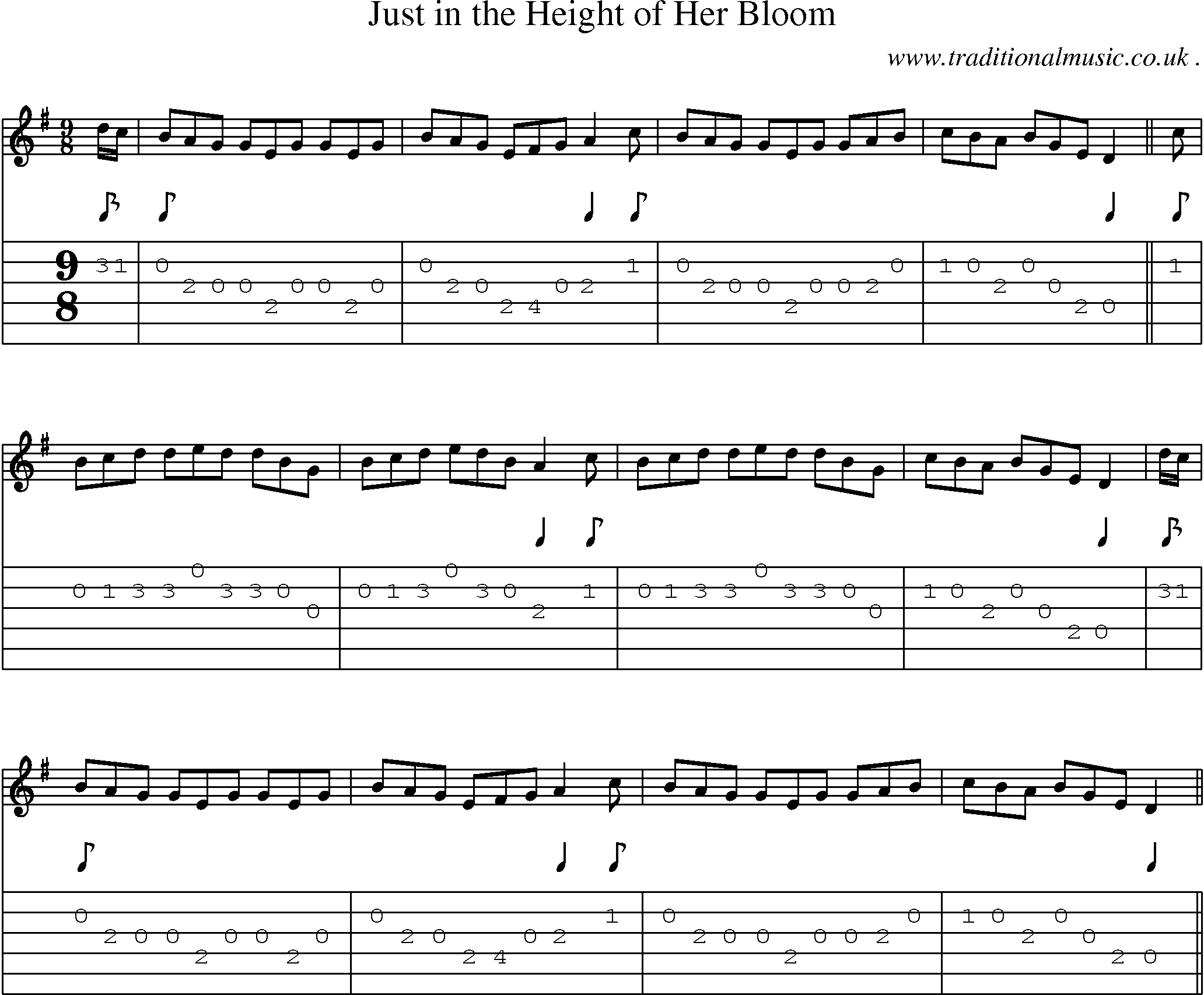 Sheet-music  score, Chords and Guitar Tabs for Just In The Height Of Her Bloom
