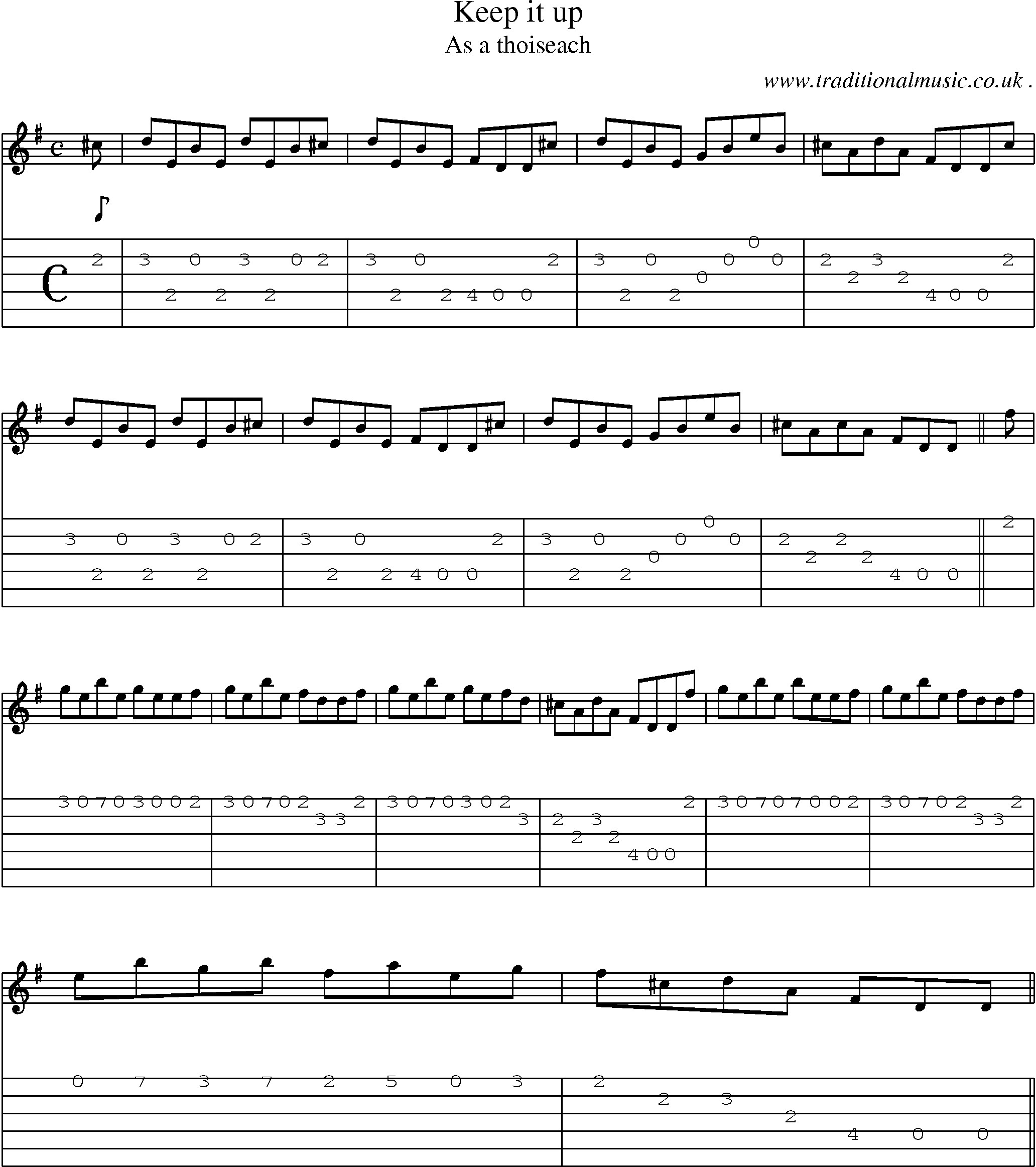 Sheet-music  score, Chords and Guitar Tabs for Keep It Up