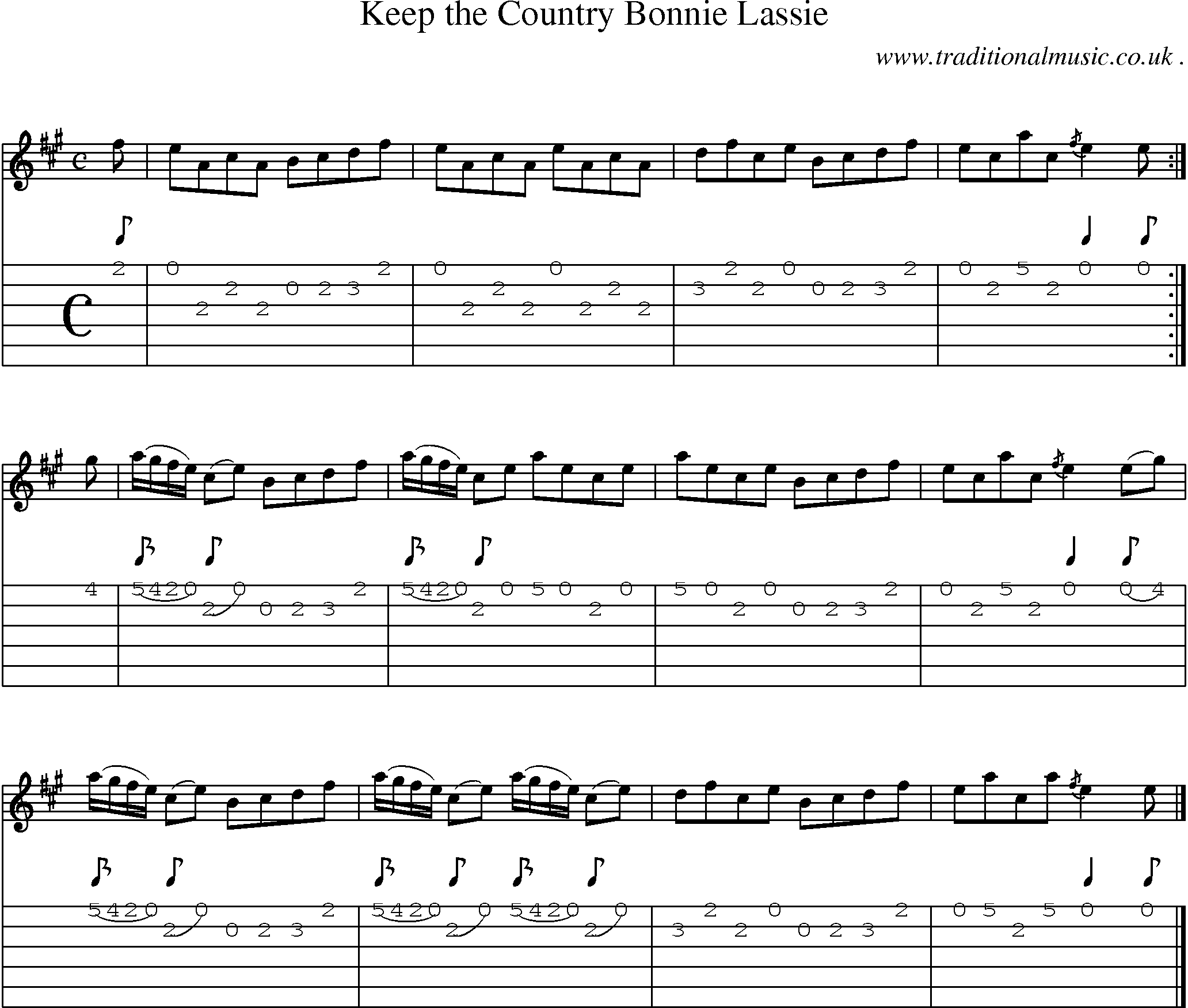 Sheet-music  score, Chords and Guitar Tabs for Keep The Country Bonnie Lassie