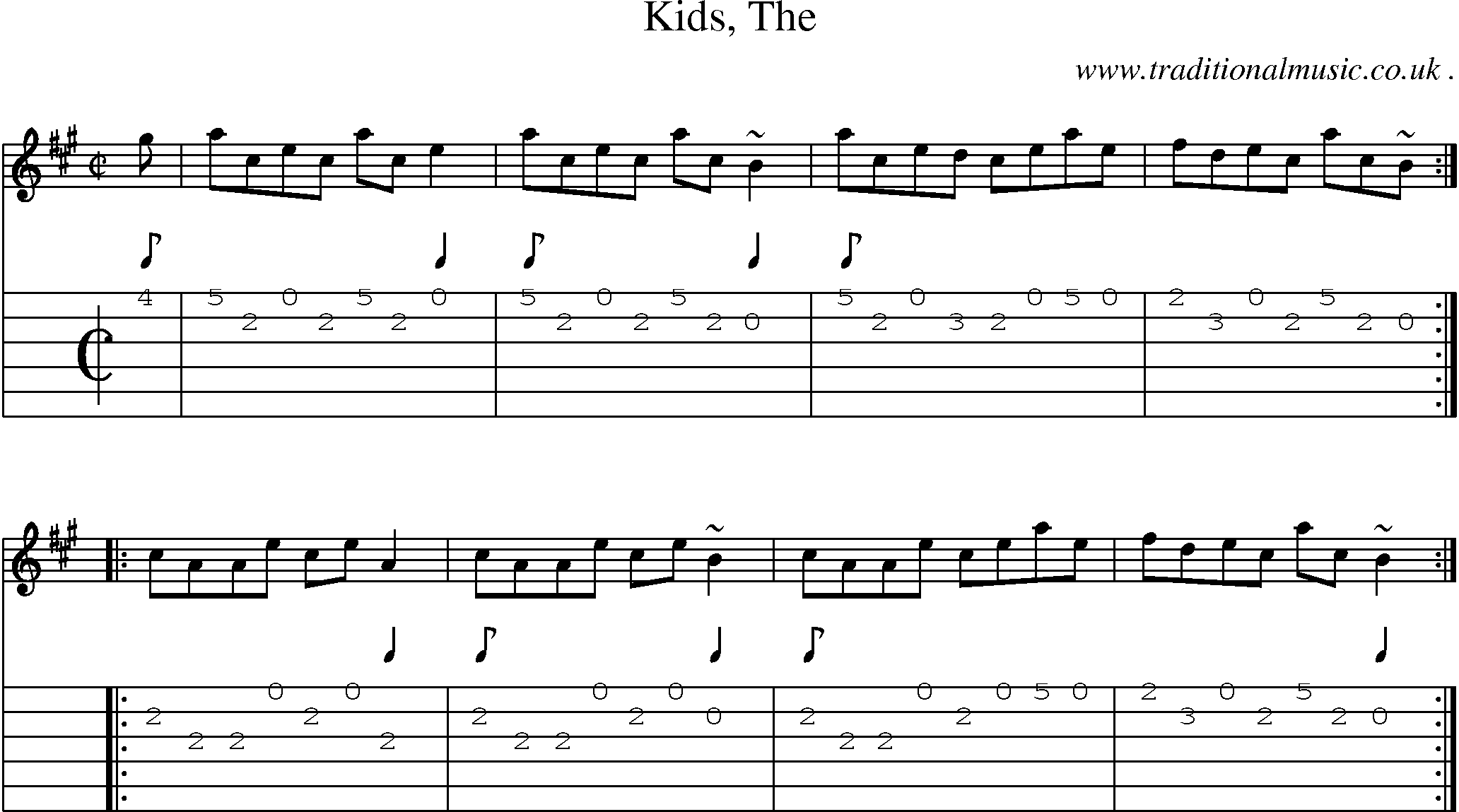Sheet-music  score, Chords and Guitar Tabs for Kids The