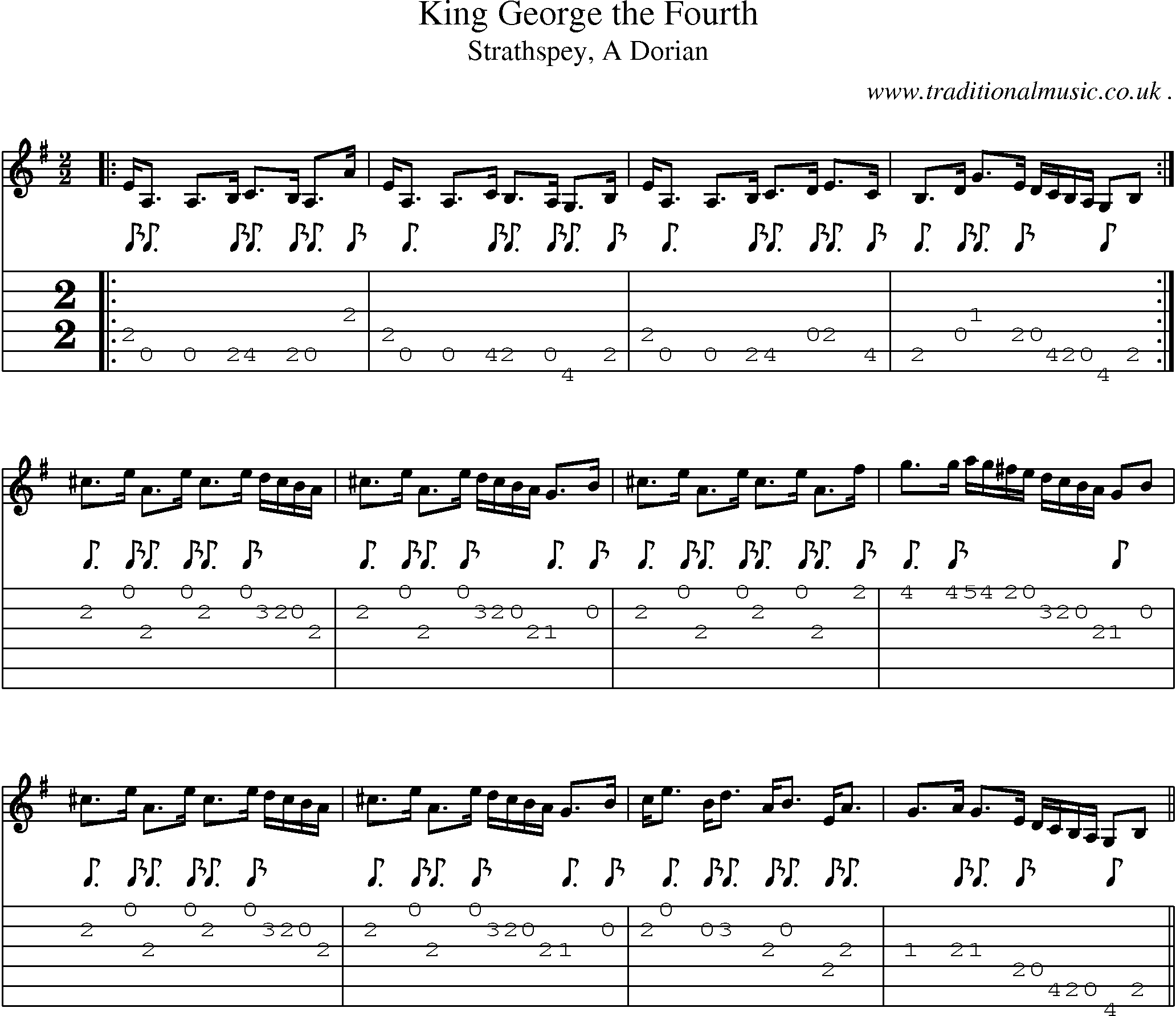 Sheet-music  score, Chords and Guitar Tabs for King George The Fourth