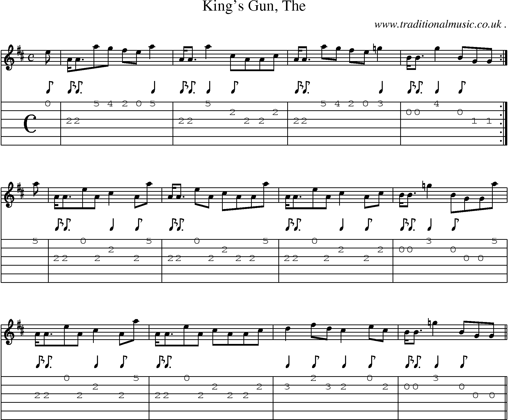 Sheet-music  score, Chords and Guitar Tabs for Kings Gun The