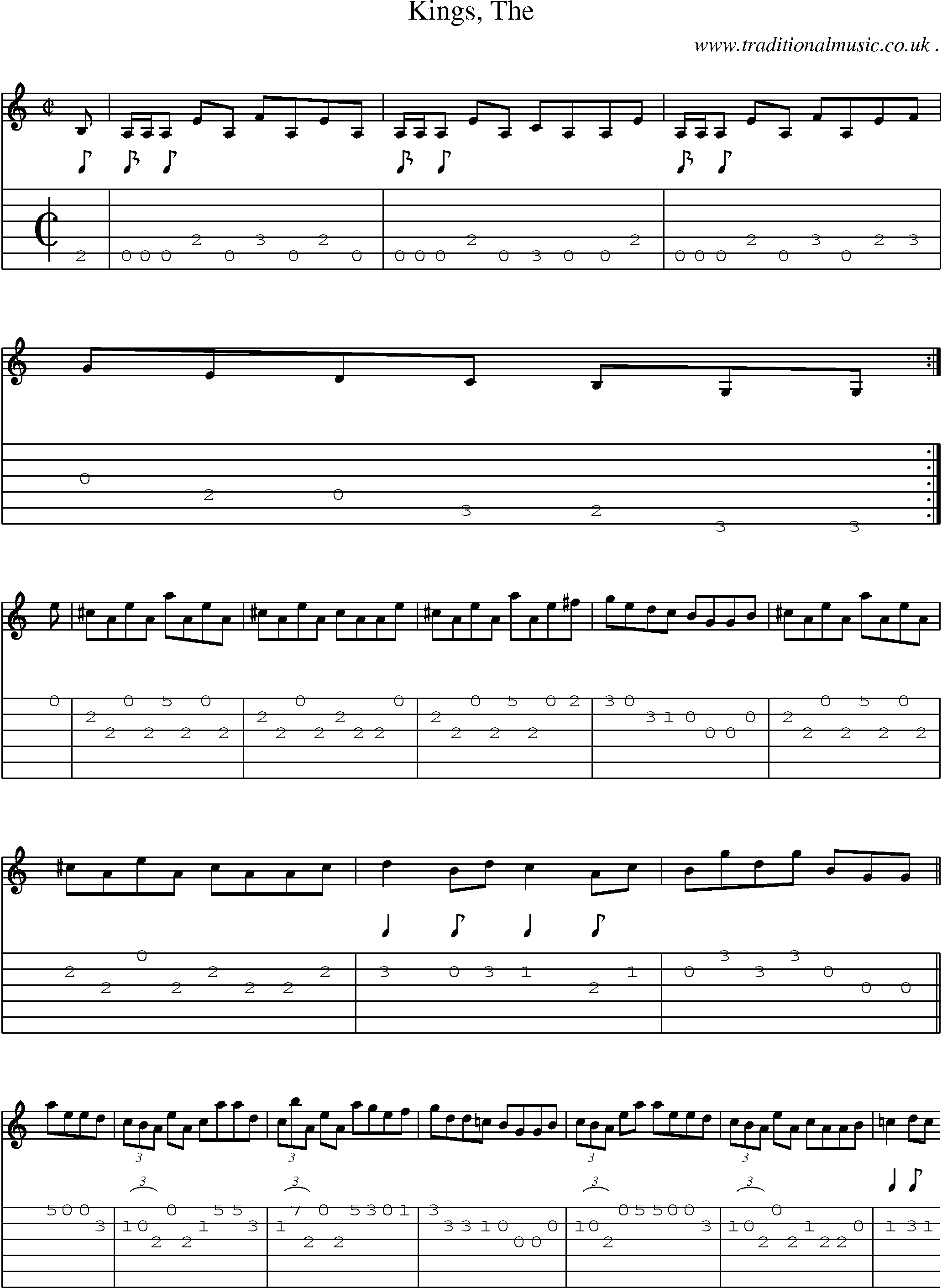 Sheet-music  score, Chords and Guitar Tabs for Kings The