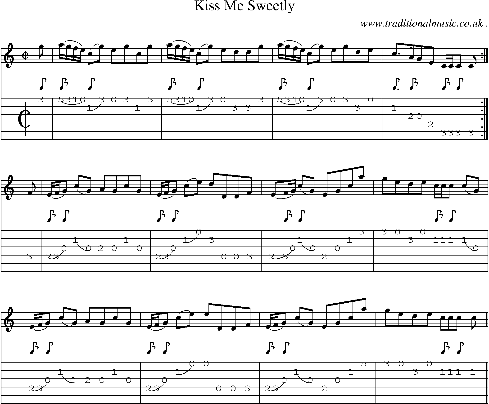 Sheet-music  score, Chords and Guitar Tabs for Kiss Me Sweetly