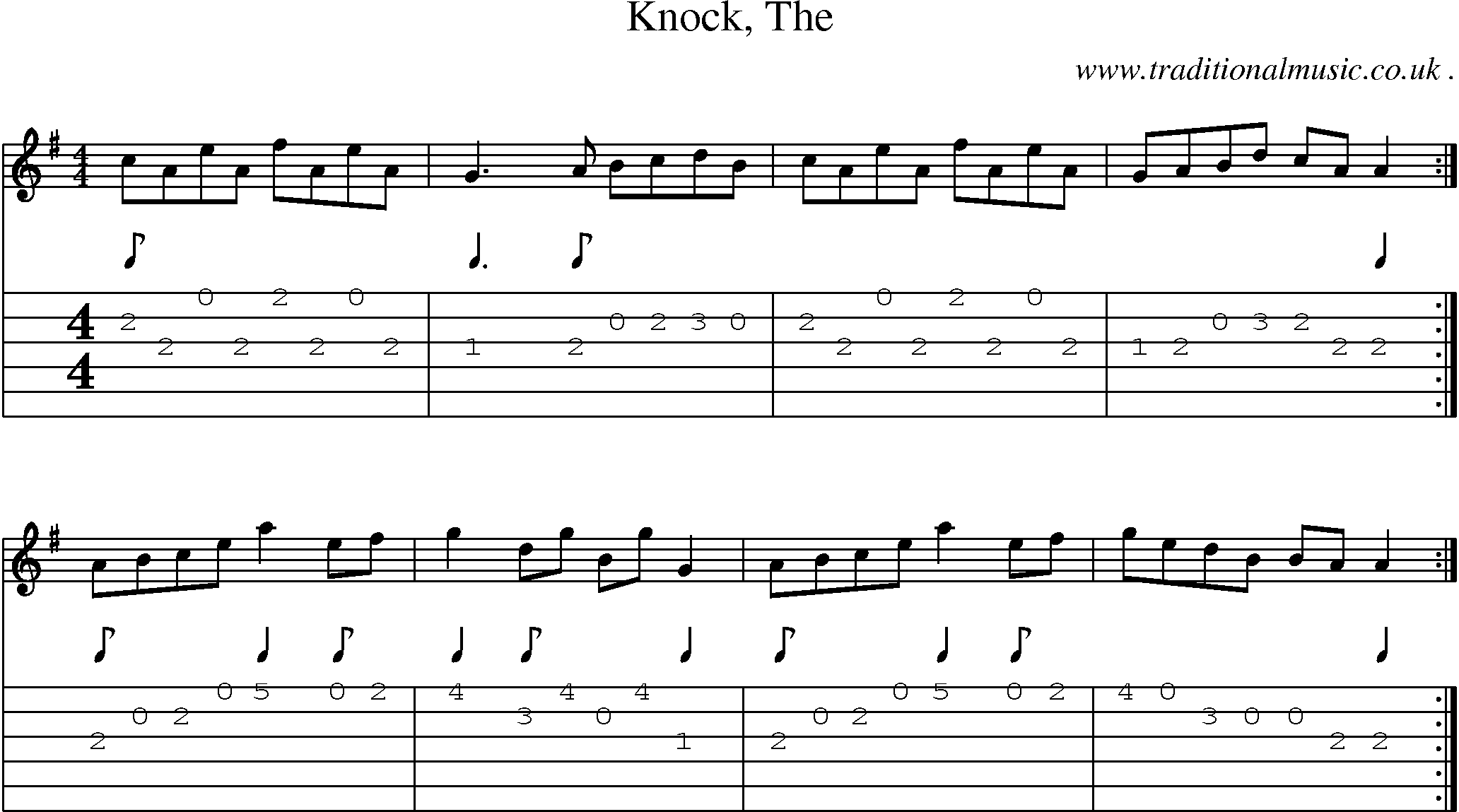 Sheet-music  score, Chords and Guitar Tabs for Knock The