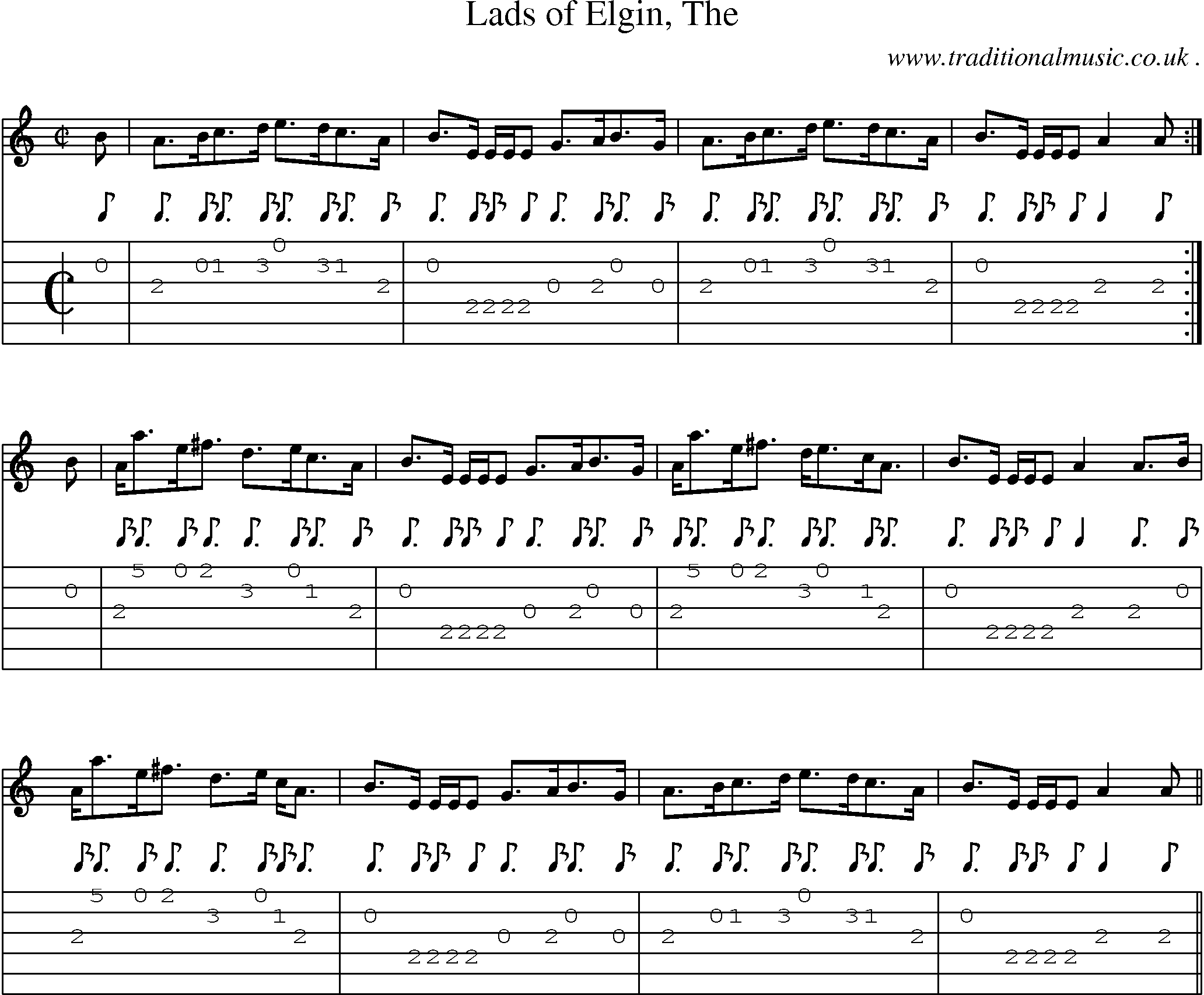 Sheet-music  score, Chords and Guitar Tabs for Lads Of Elgin The 