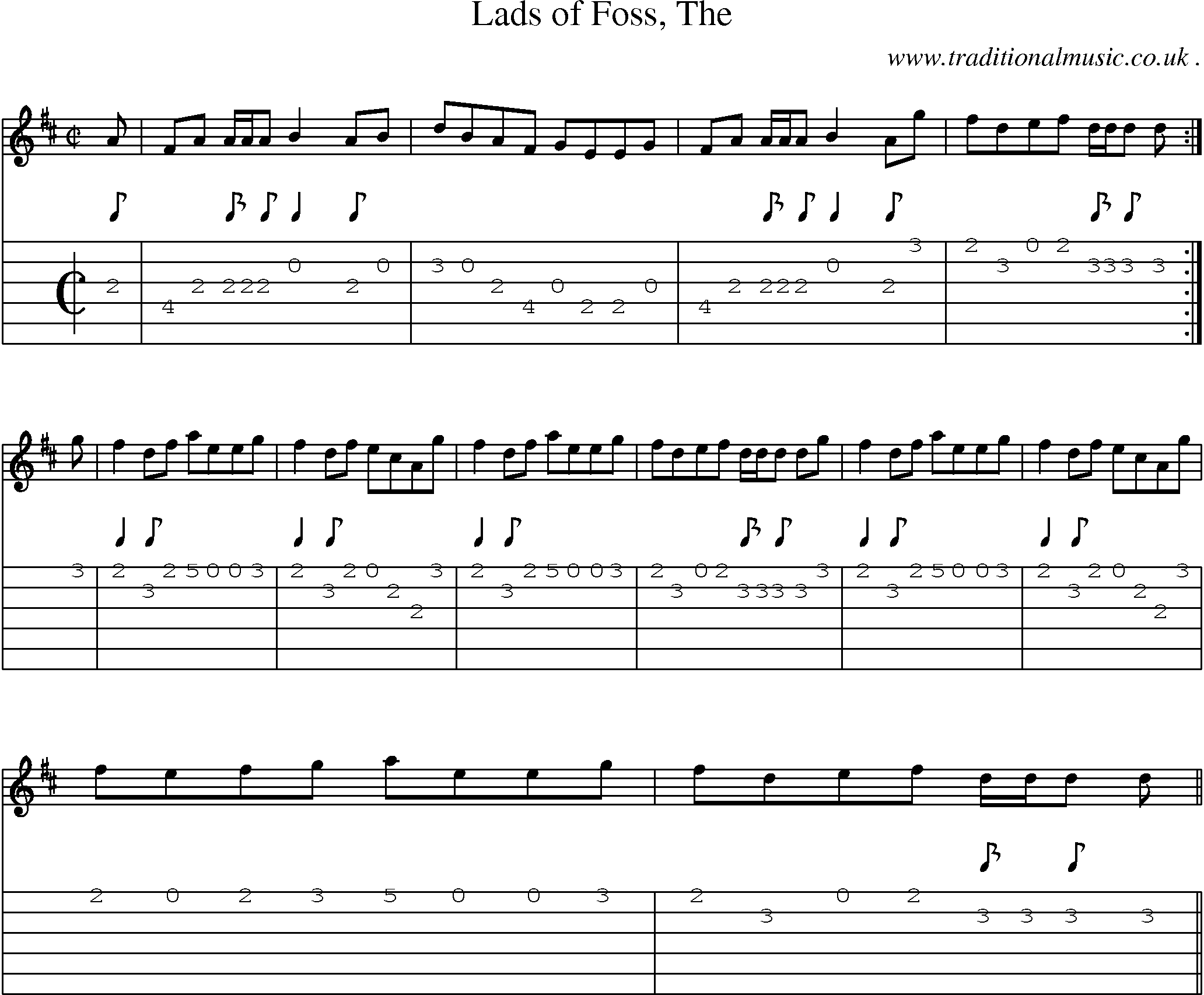 Sheet-music  score, Chords and Guitar Tabs for Lads Of Foss The
