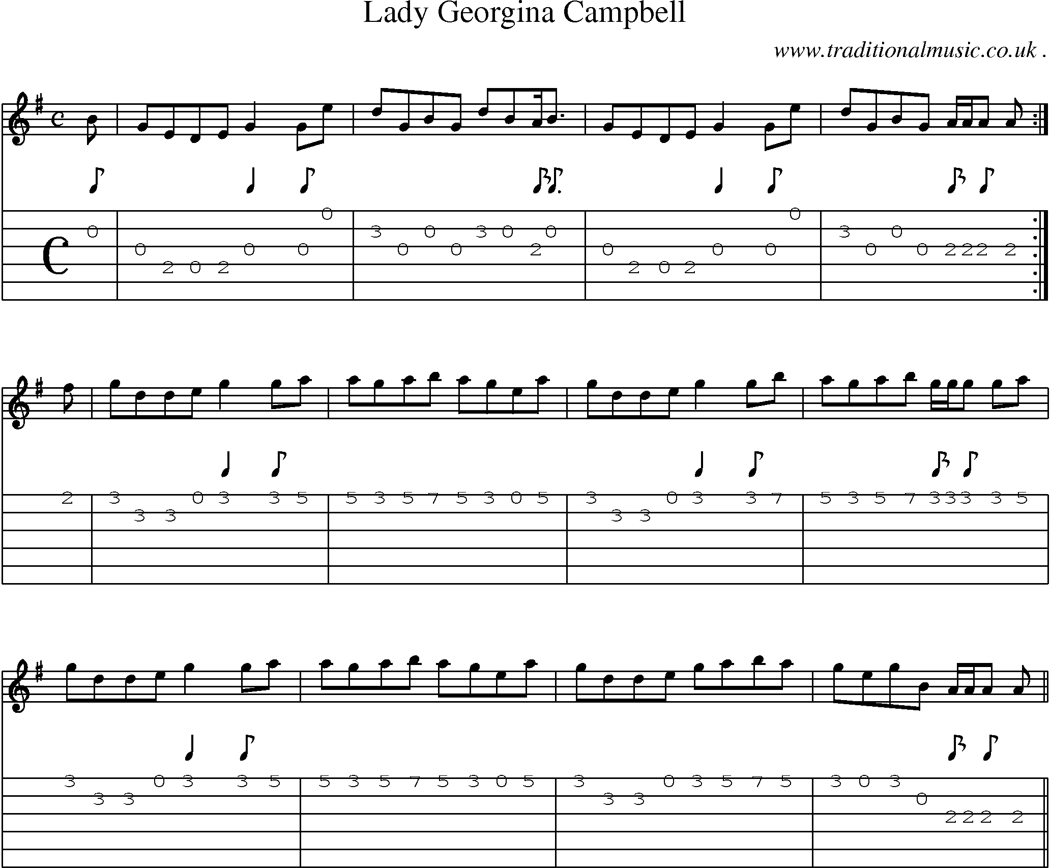 Sheet-music  score, Chords and Guitar Tabs for Lady Georgina Campbell