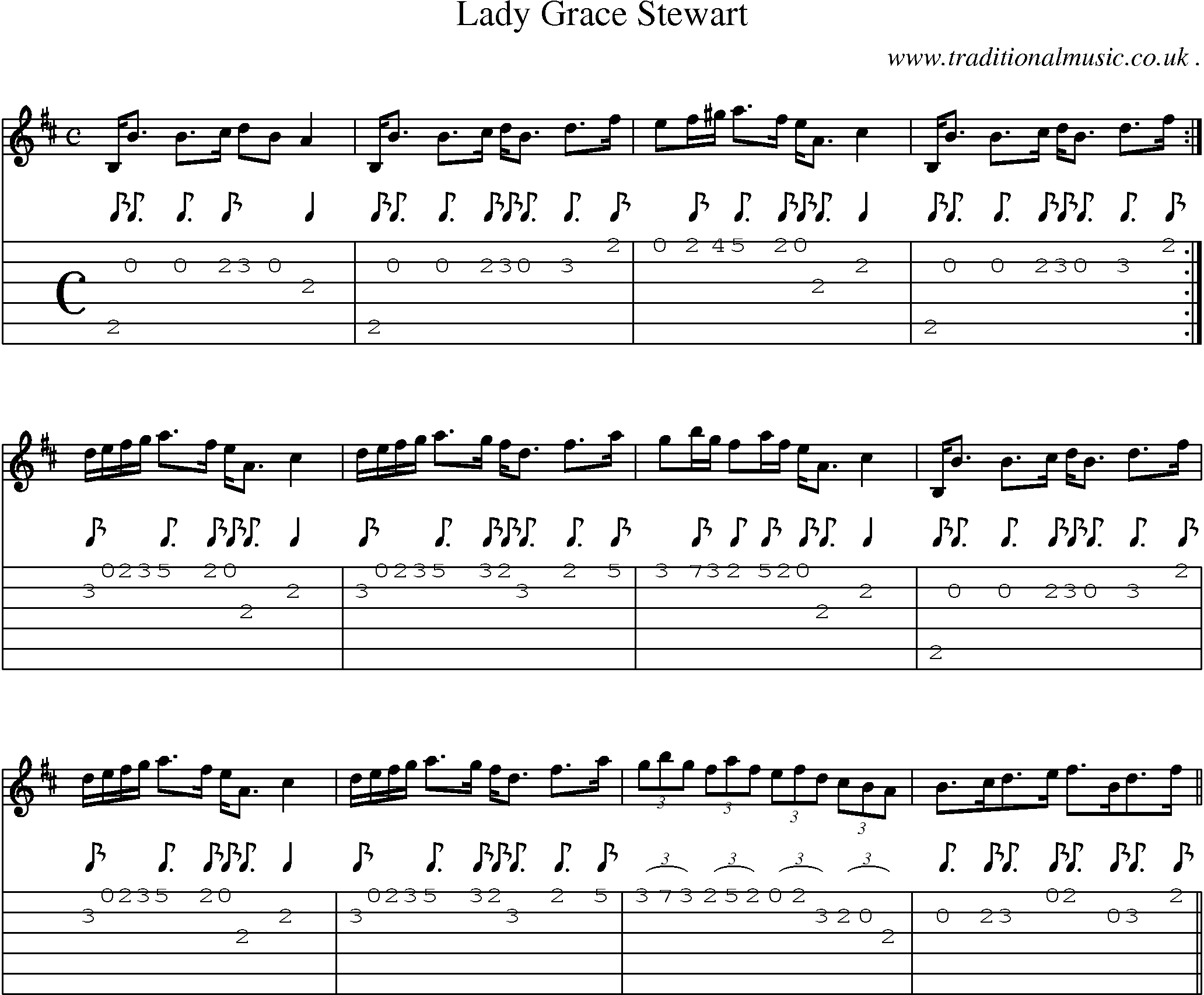 Sheet-music  score, Chords and Guitar Tabs for Lady Grace Stewart