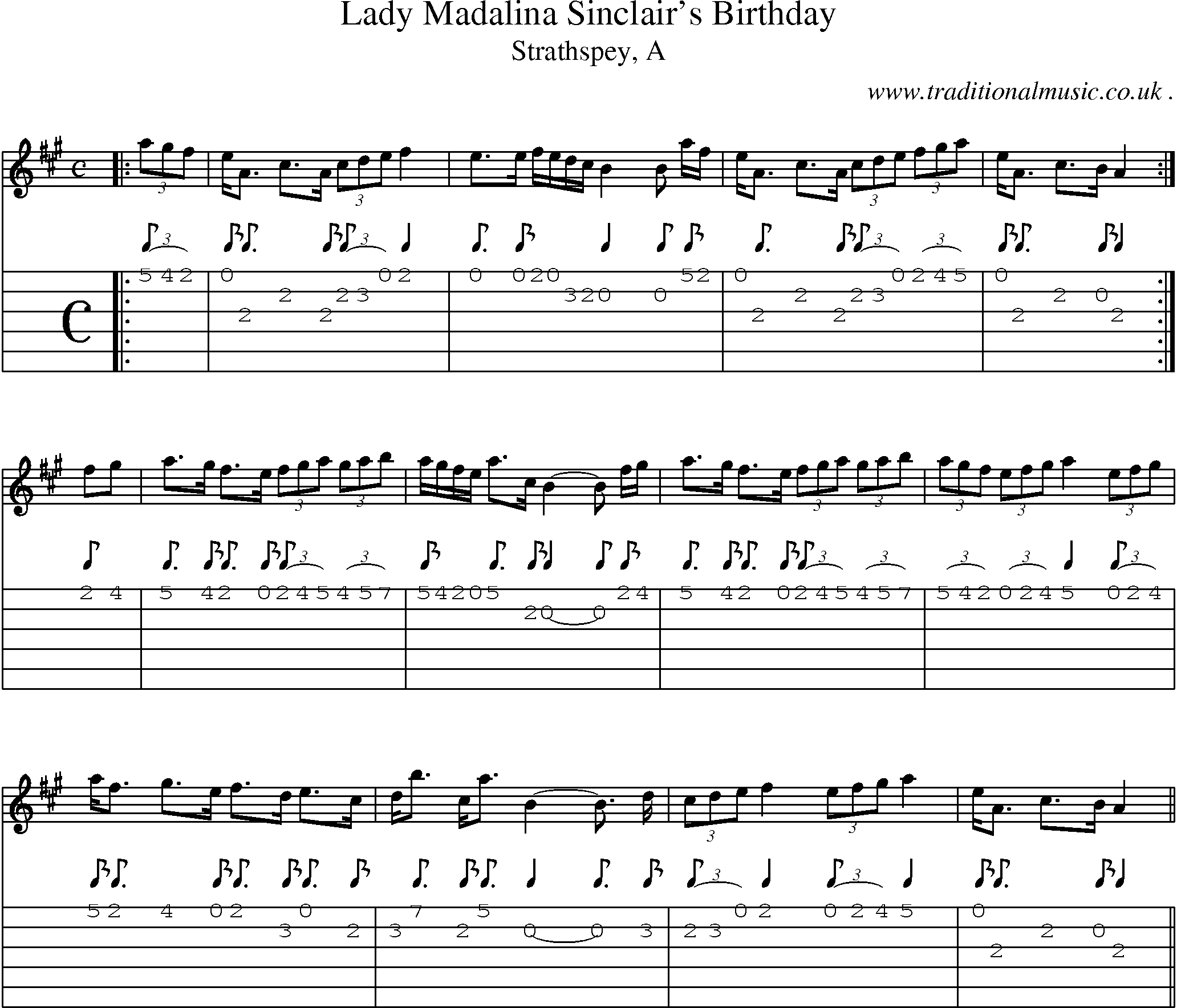 Sheet-music  score, Chords and Guitar Tabs for Lady Madalina Sinclairs Birthday