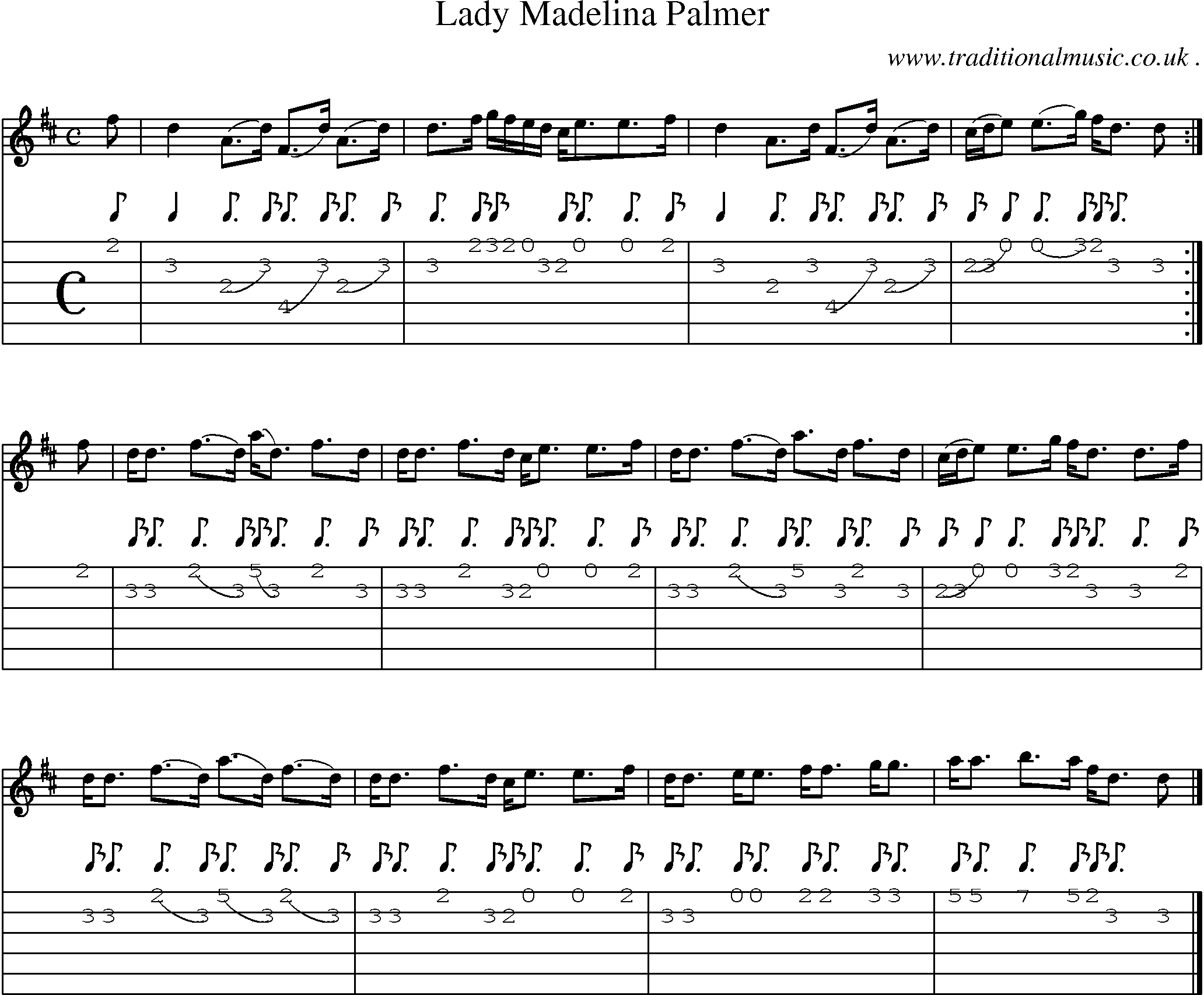 Sheet-music  score, Chords and Guitar Tabs for Lady Madelina Palmer