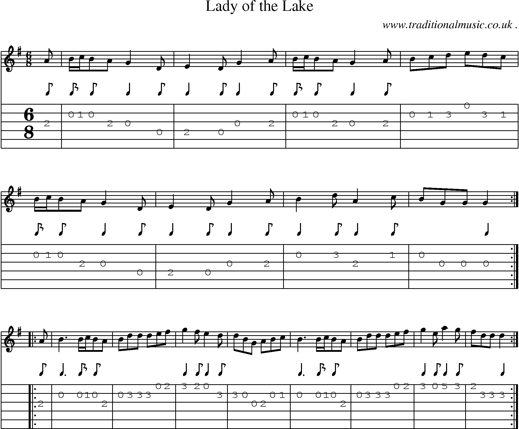 Sheet-music  score, Chords and Guitar Tabs for Lady Of The Lake 