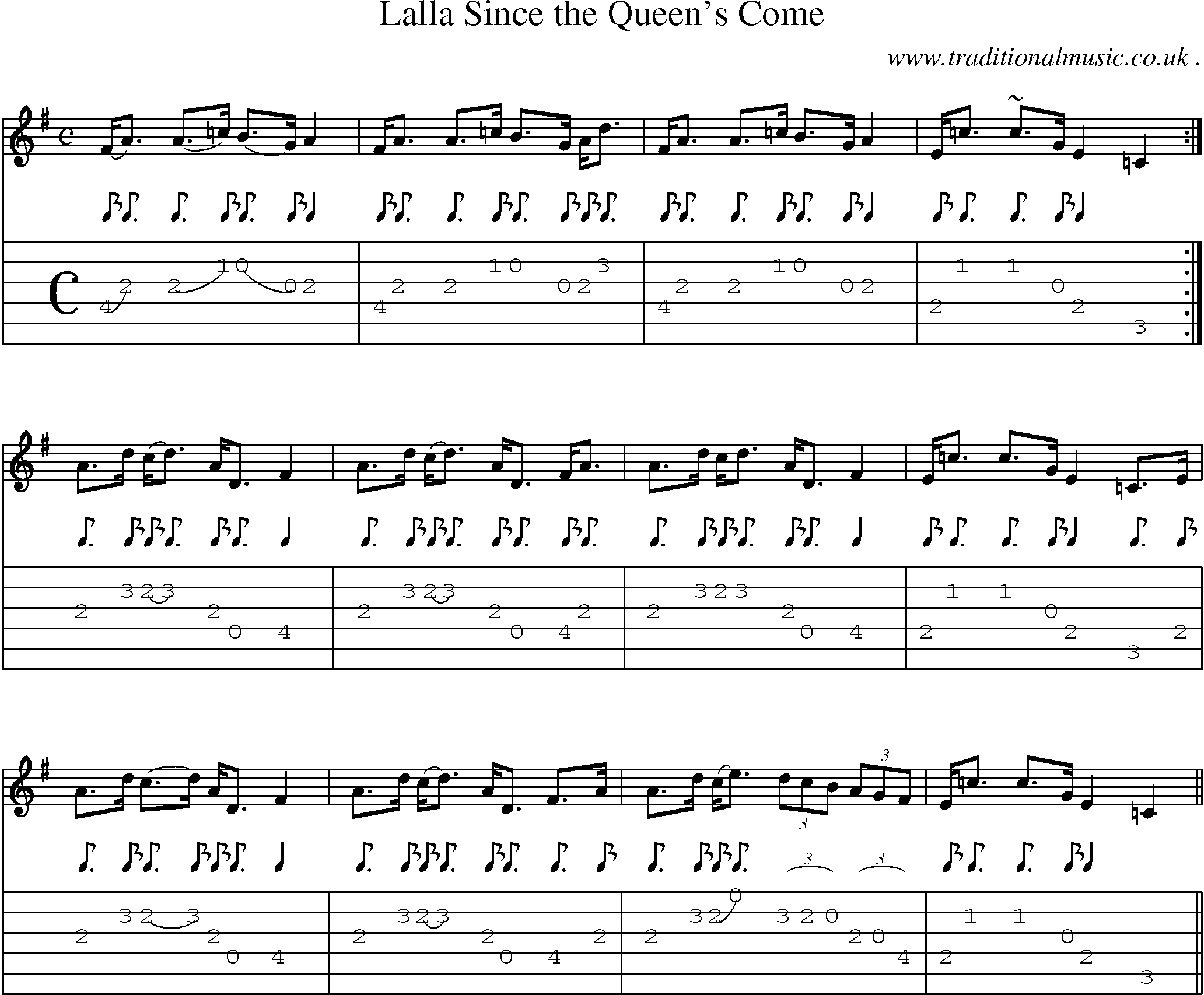 Sheet-music  score, Chords and Guitar Tabs for Lalla Since The Queens Come