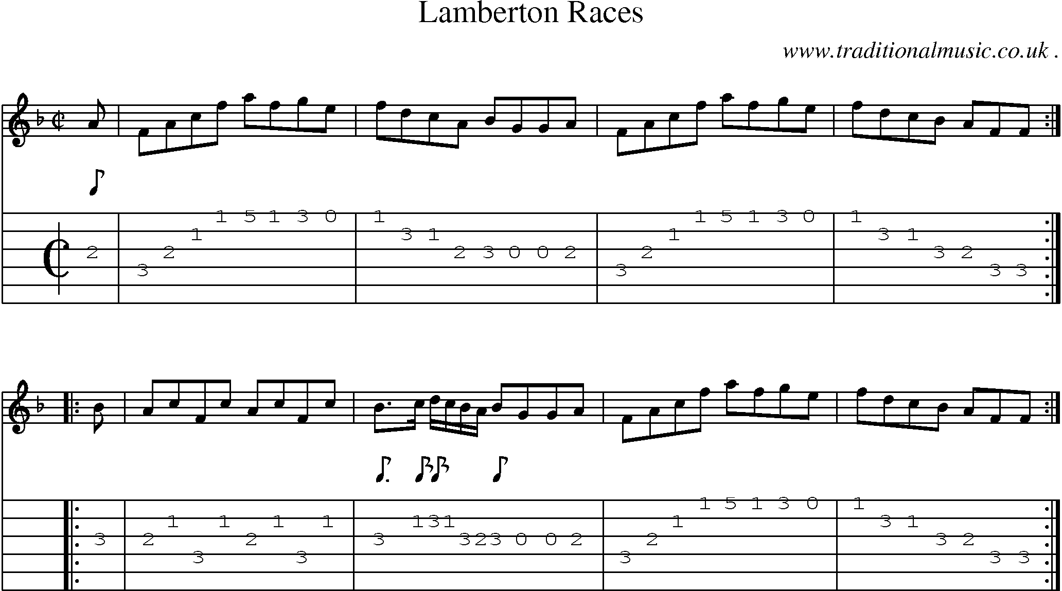 Sheet-music  score, Chords and Guitar Tabs for Lamberton Races