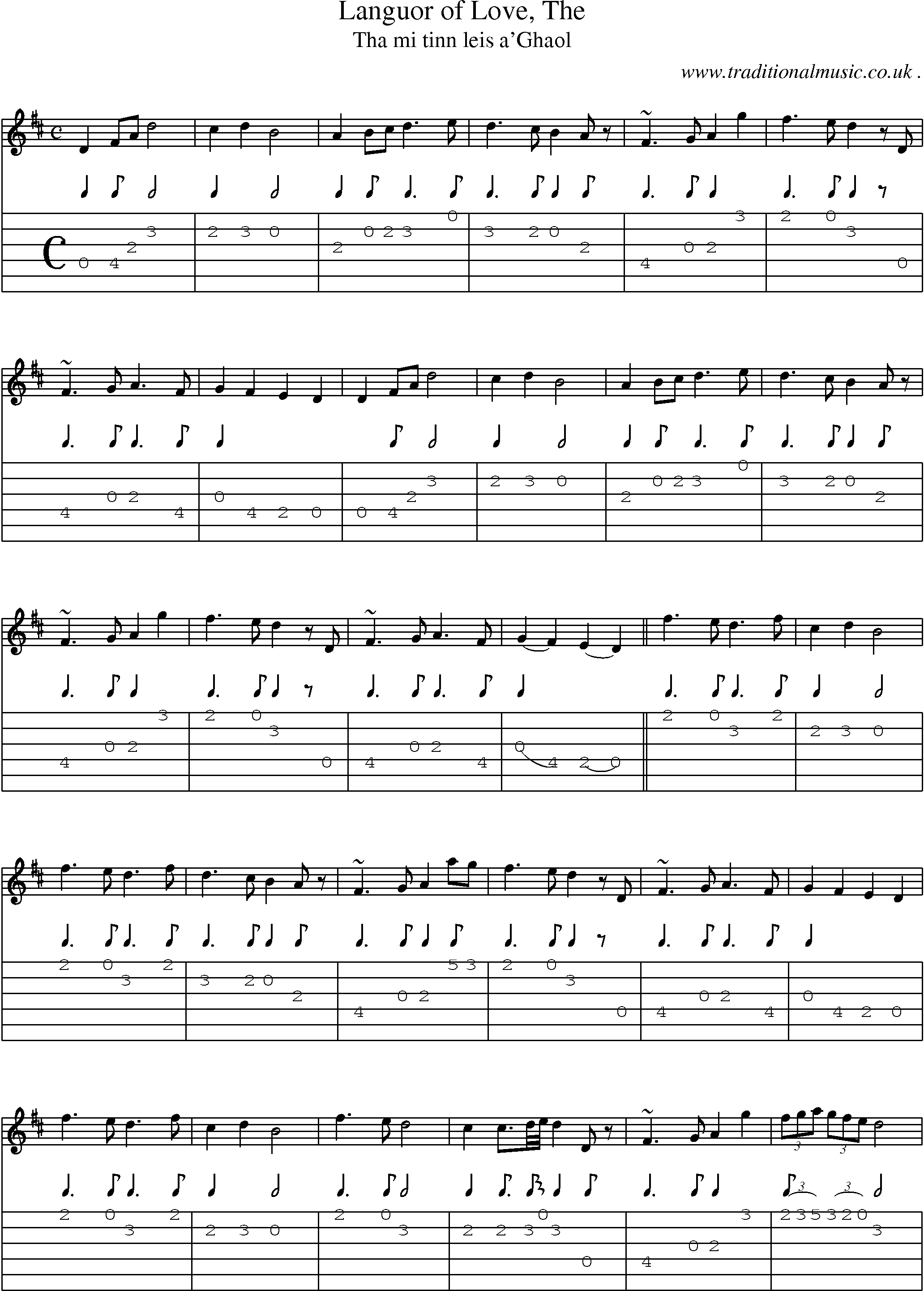 Sheet-music  score, Chords and Guitar Tabs for Languor Of Love The