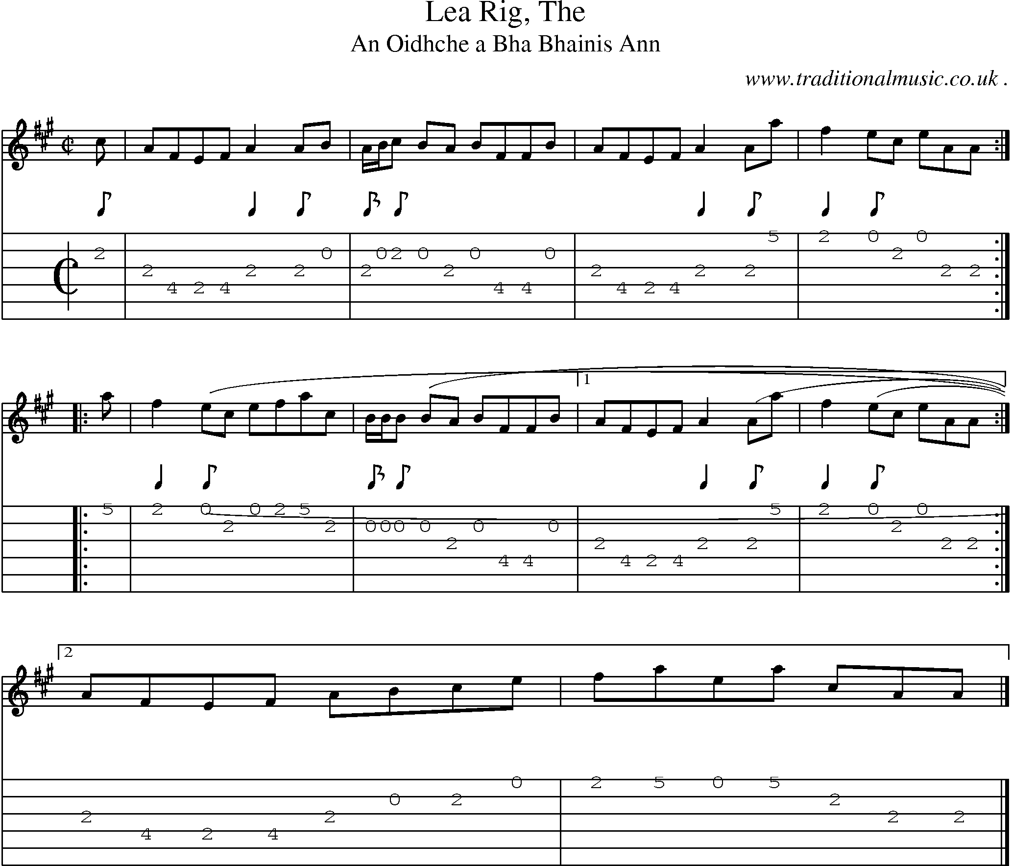 Sheet-music  score, Chords and Guitar Tabs for Lea Rig The