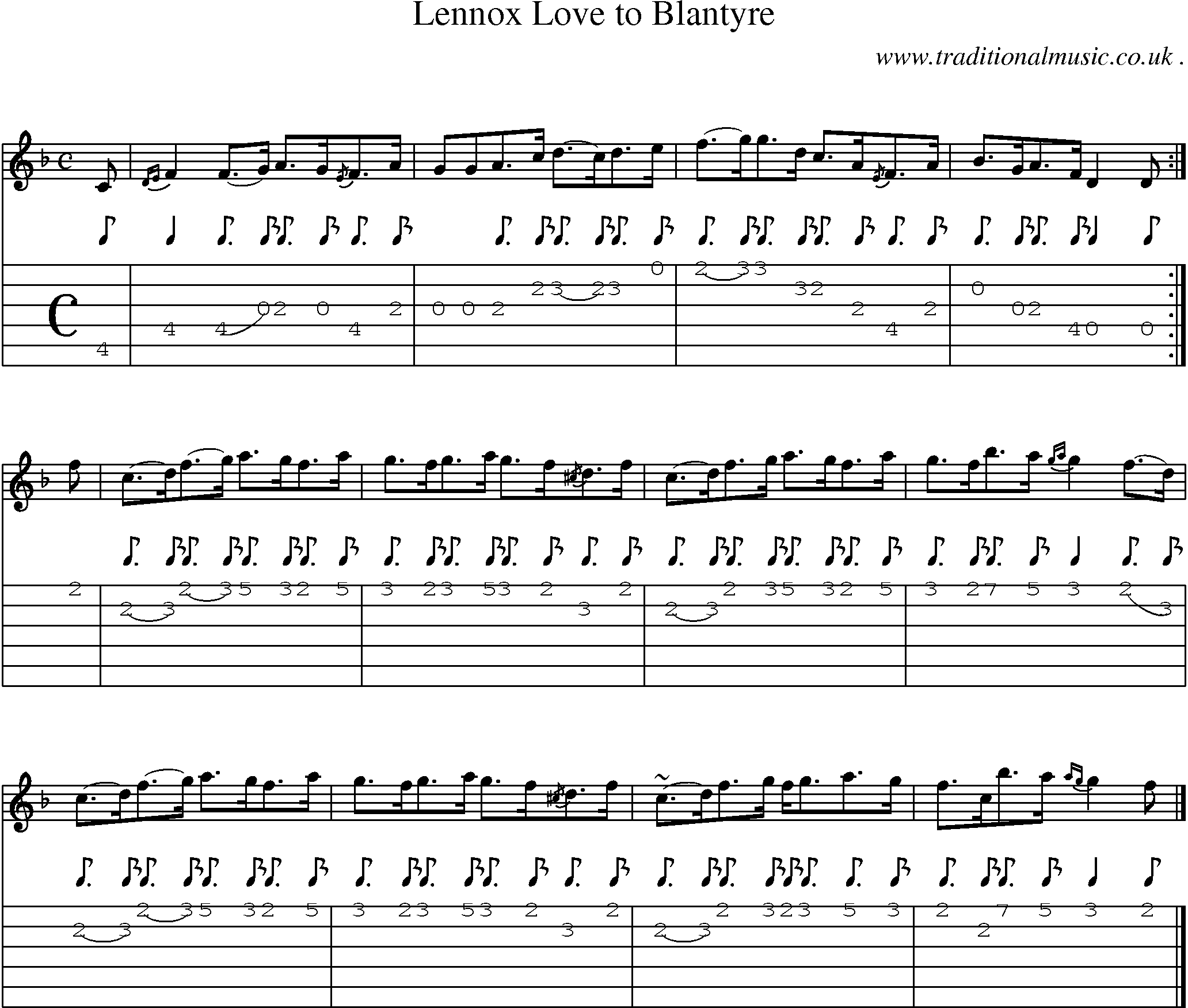Sheet-music  score, Chords and Guitar Tabs for Lennox Love To Blantyre