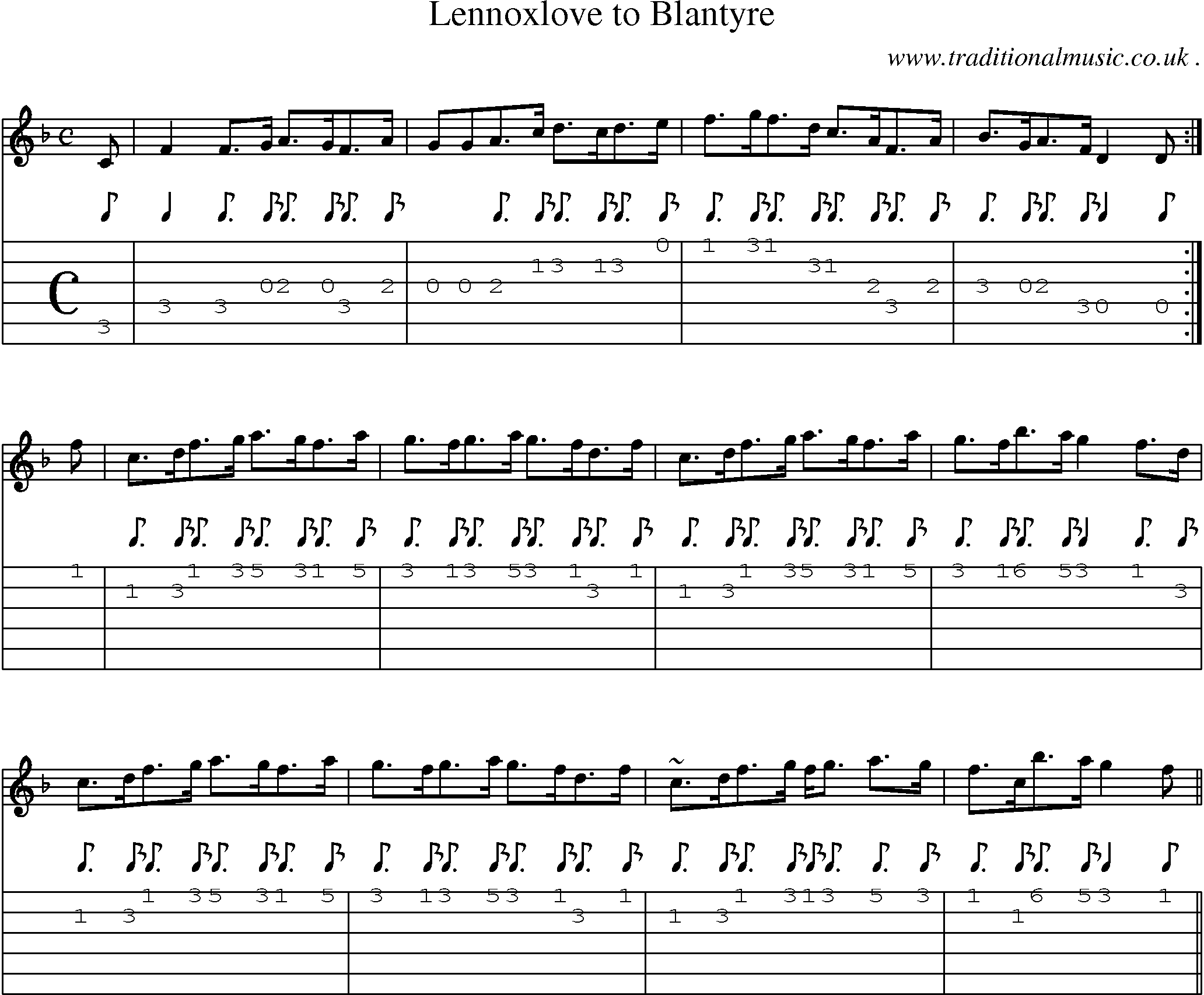 Sheet-music  score, Chords and Guitar Tabs for Lennoxlove To Blantyre