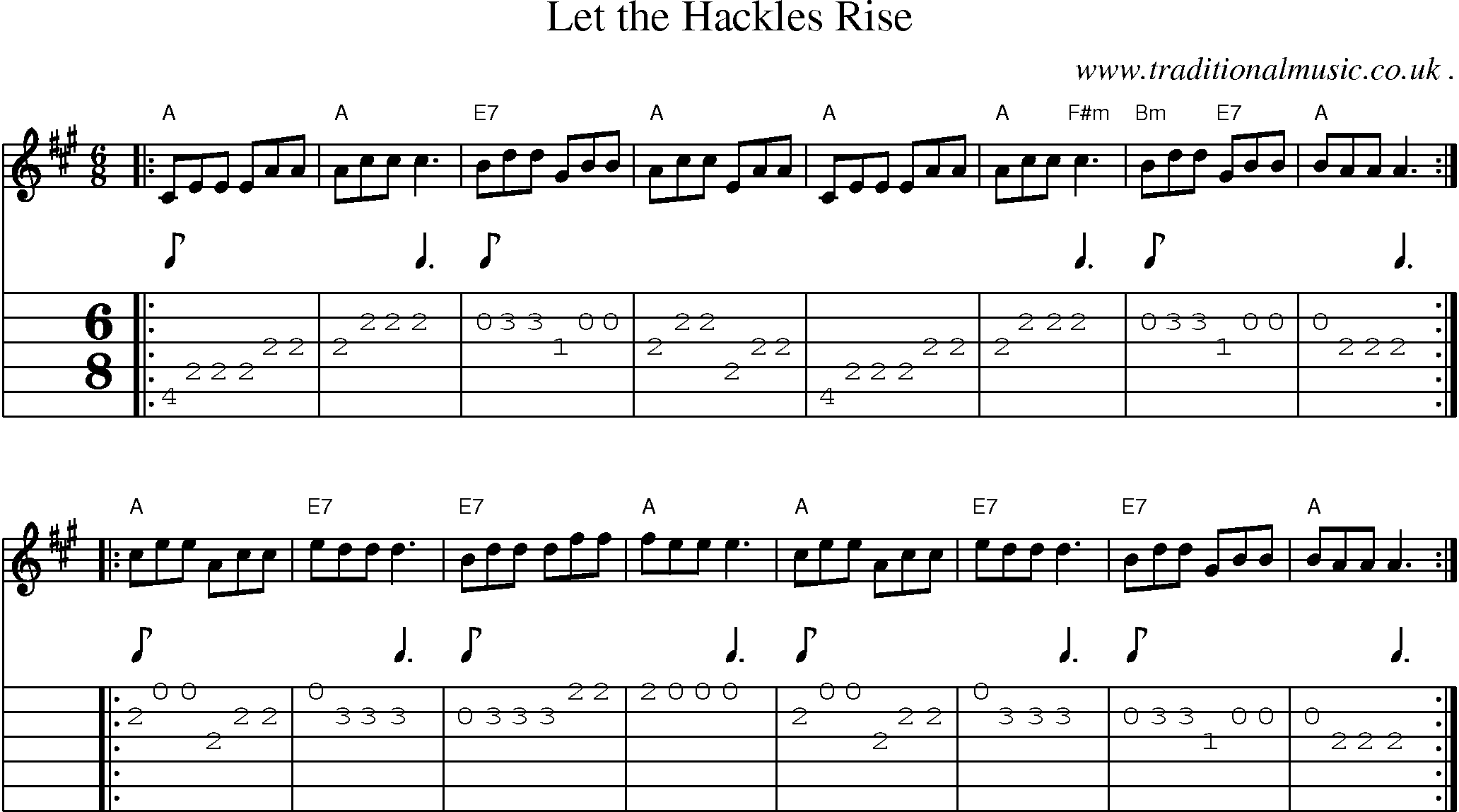 Sheet-music  score, Chords and Guitar Tabs for Let The Hackles Rise