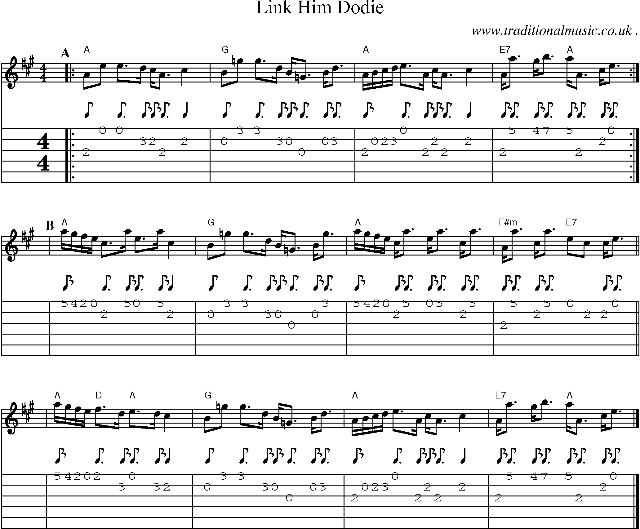 Sheet-music  score, Chords and Guitar Tabs for Link Him Dodie