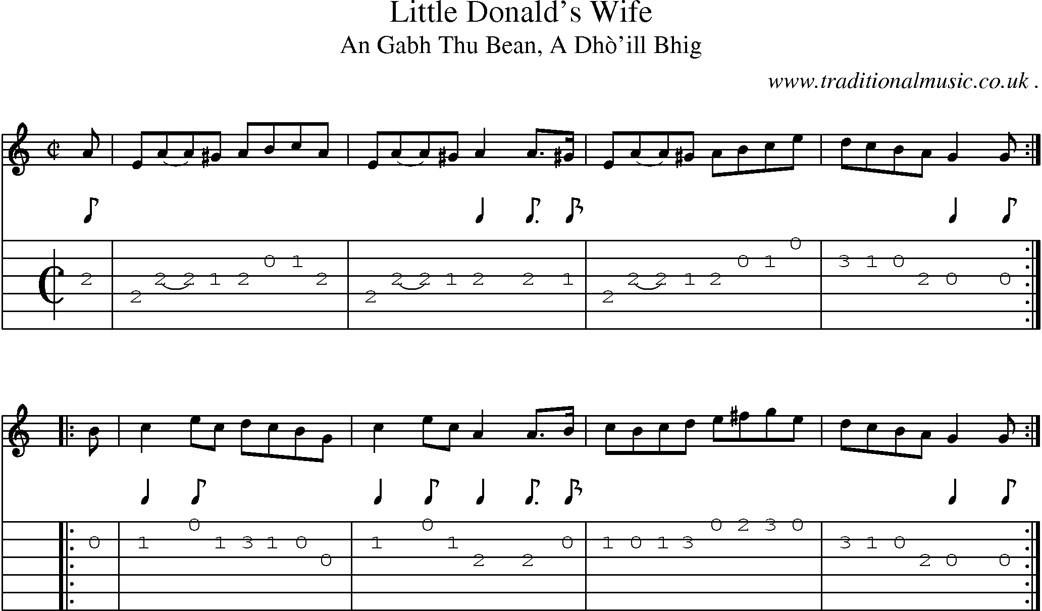 Sheet-music  score, Chords and Guitar Tabs for Little Donalds Wife