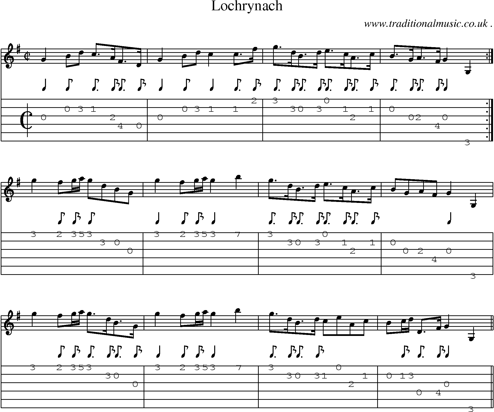 Sheet-music  score, Chords and Guitar Tabs for Lochrynach
