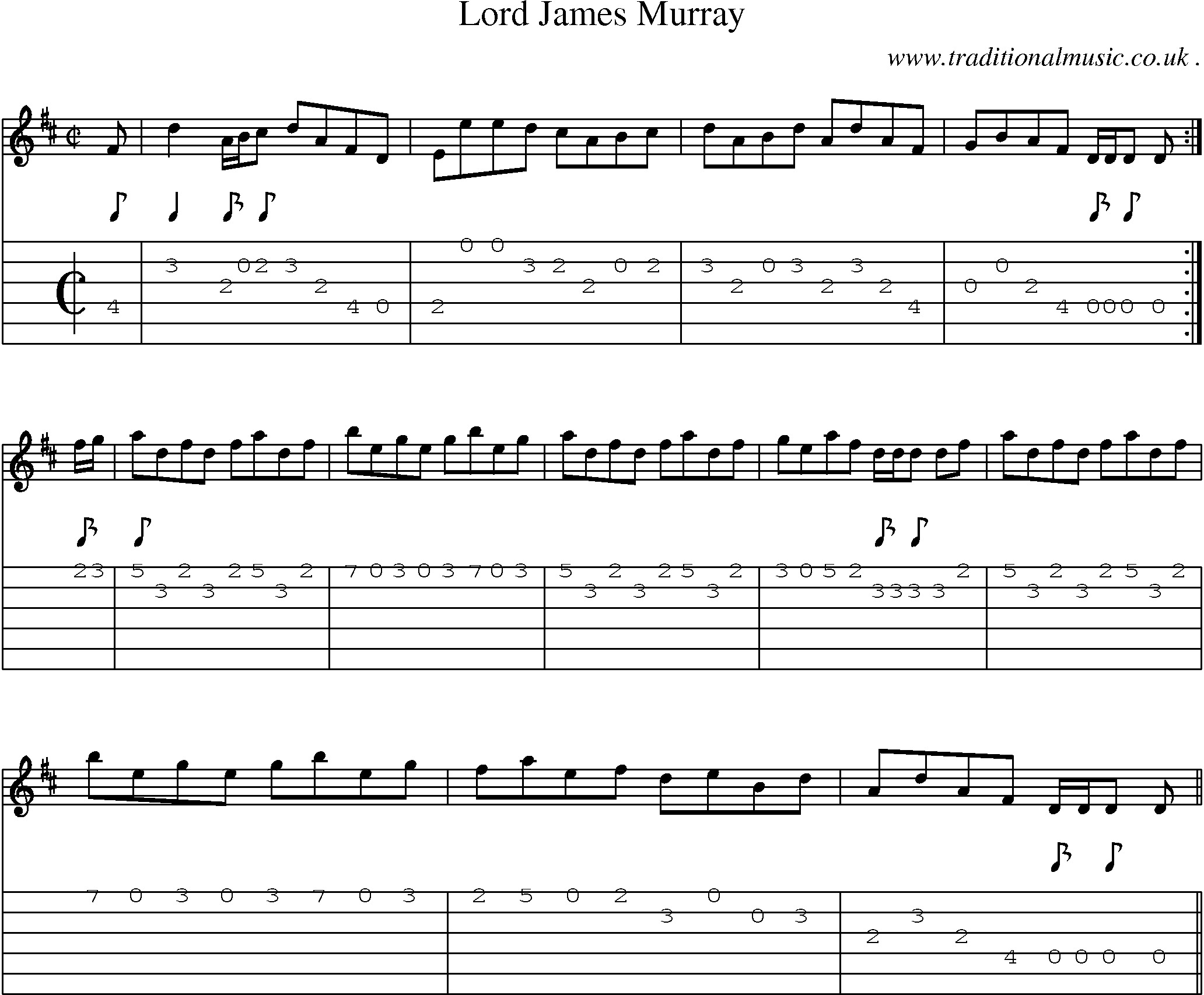Sheet-music  score, Chords and Guitar Tabs for Lord James Murray 
