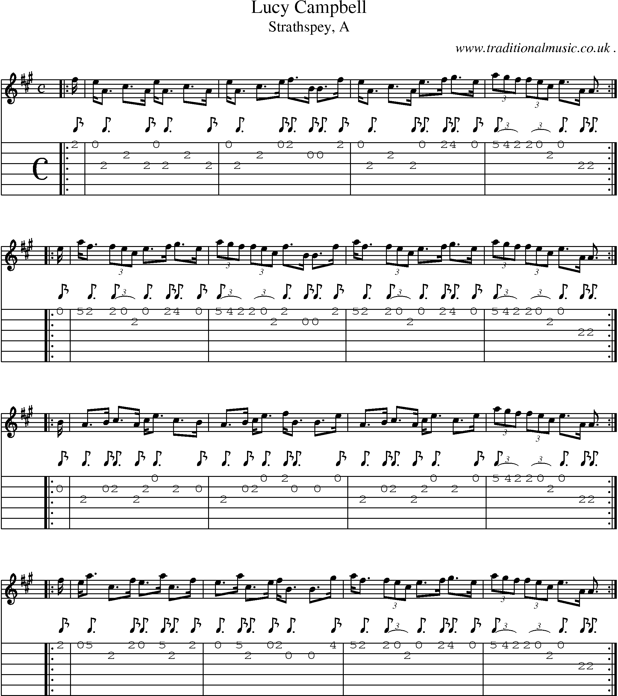 Sheet-music  score, Chords and Guitar Tabs for Lucy Campbell