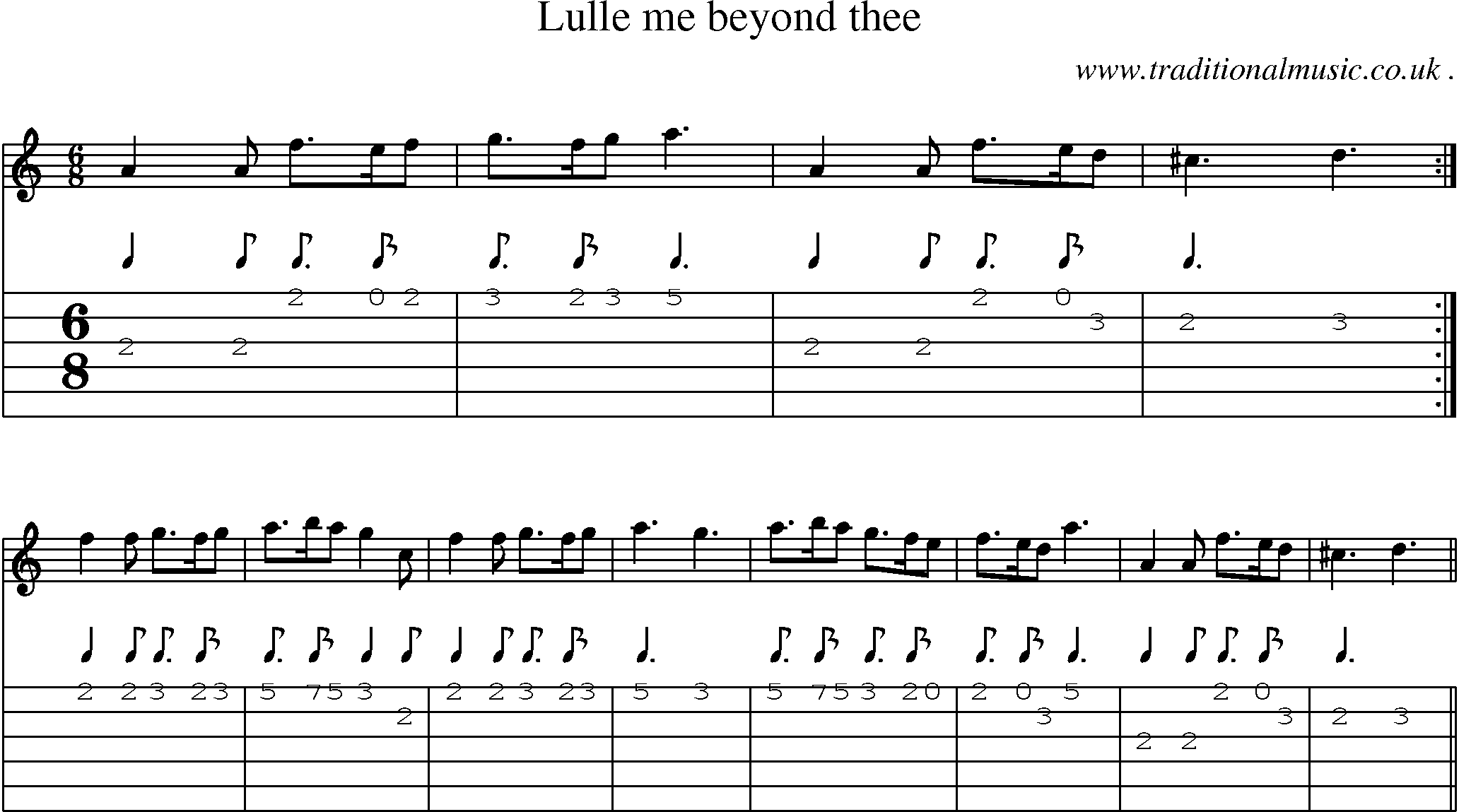 Sheet-music  score, Chords and Guitar Tabs for Lulle Me Beyond Thee