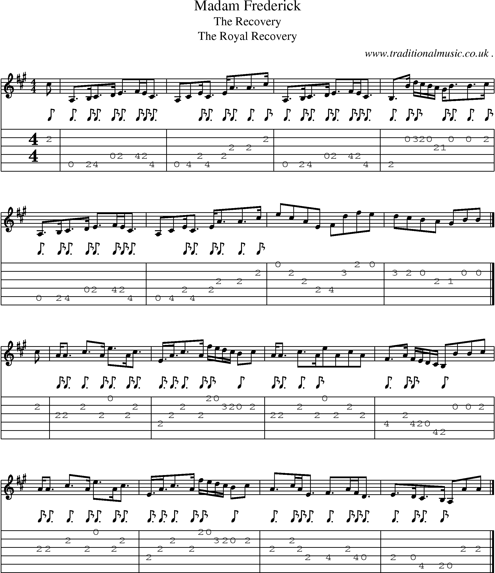 Sheet-music  score, Chords and Guitar Tabs for Madam Frederick