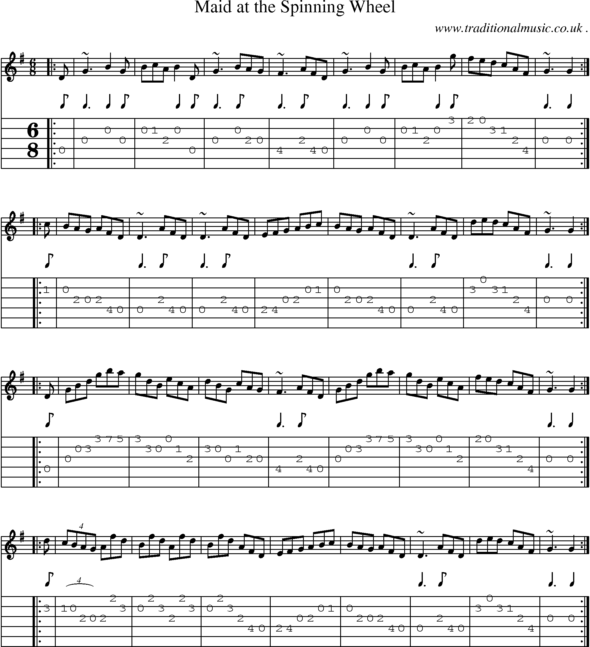 Sheet-music  score, Chords and Guitar Tabs for Maid At The Spinning Wheel