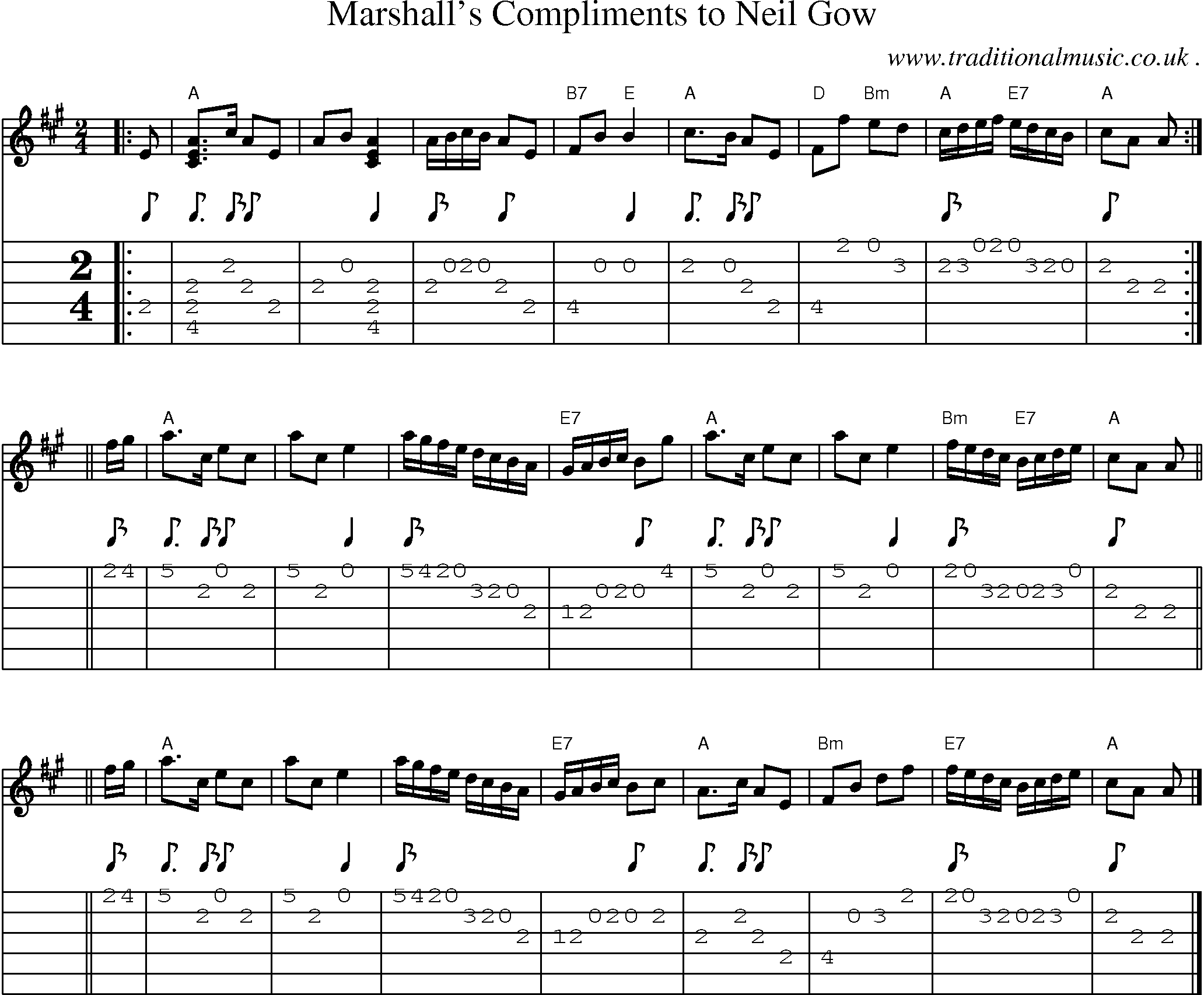 Sheet-music  score, Chords and Guitar Tabs for Marshalls Compliments To Neil Gow