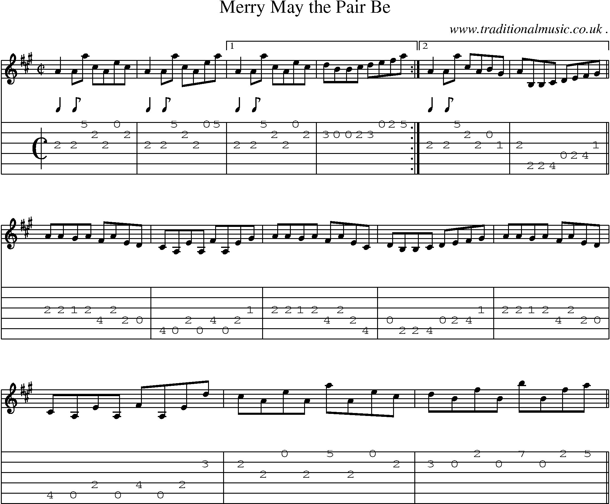 Sheet-music  score, Chords and Guitar Tabs for Merry May The Pair Be