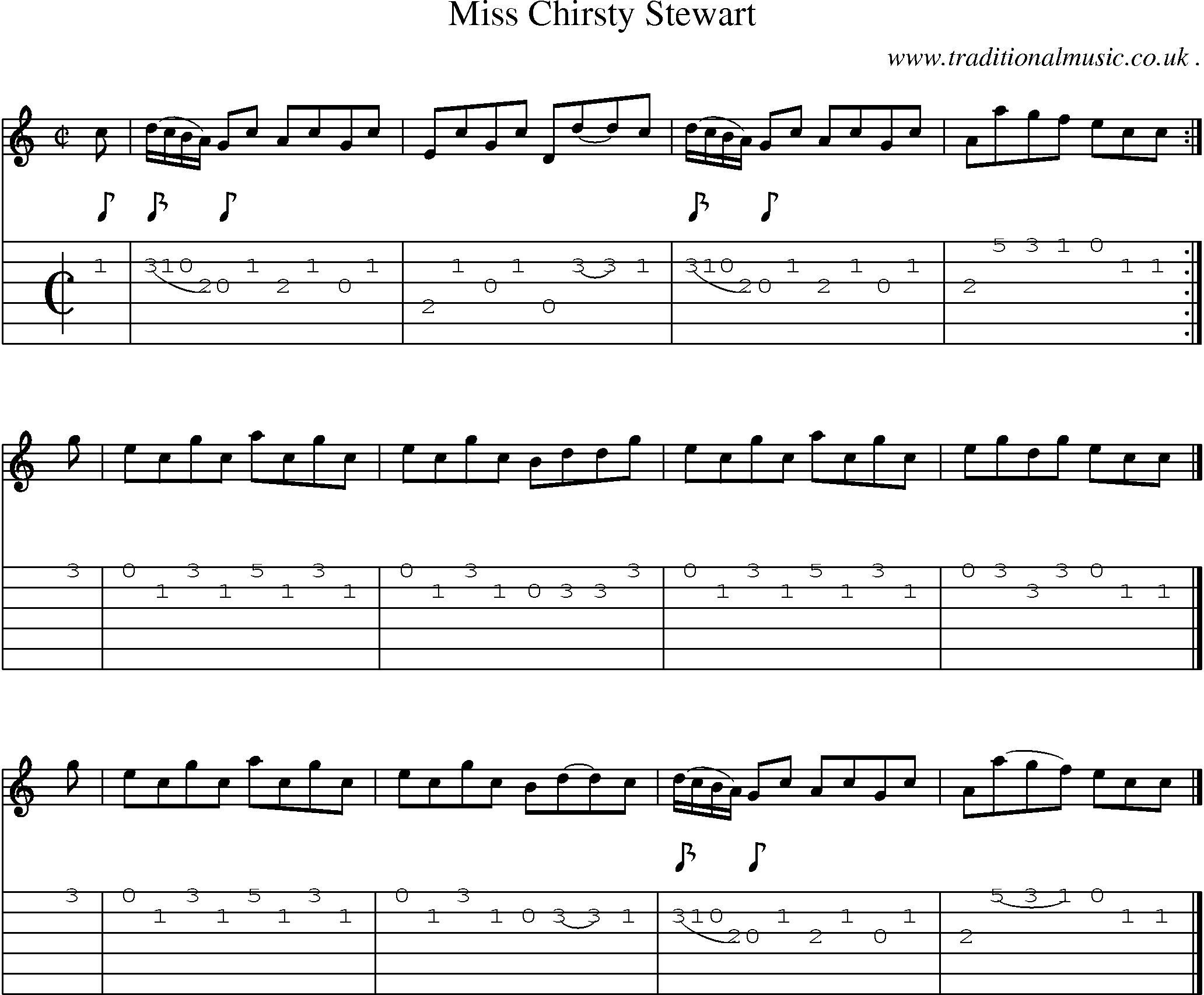 Sheet-music  score, Chords and Guitar Tabs for Miss Chirsty Stewart