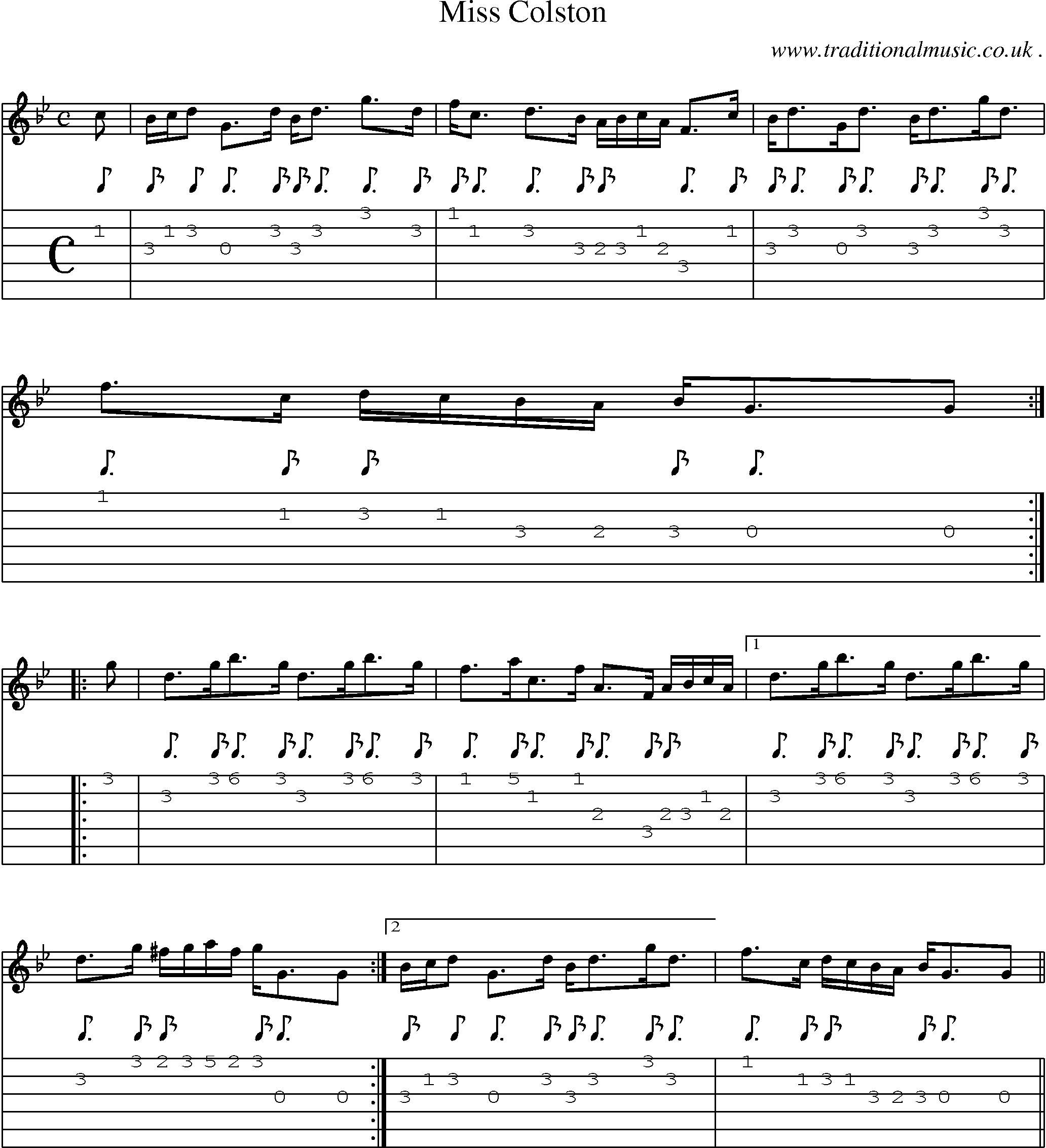 Sheet-music  score, Chords and Guitar Tabs for Miss Colston