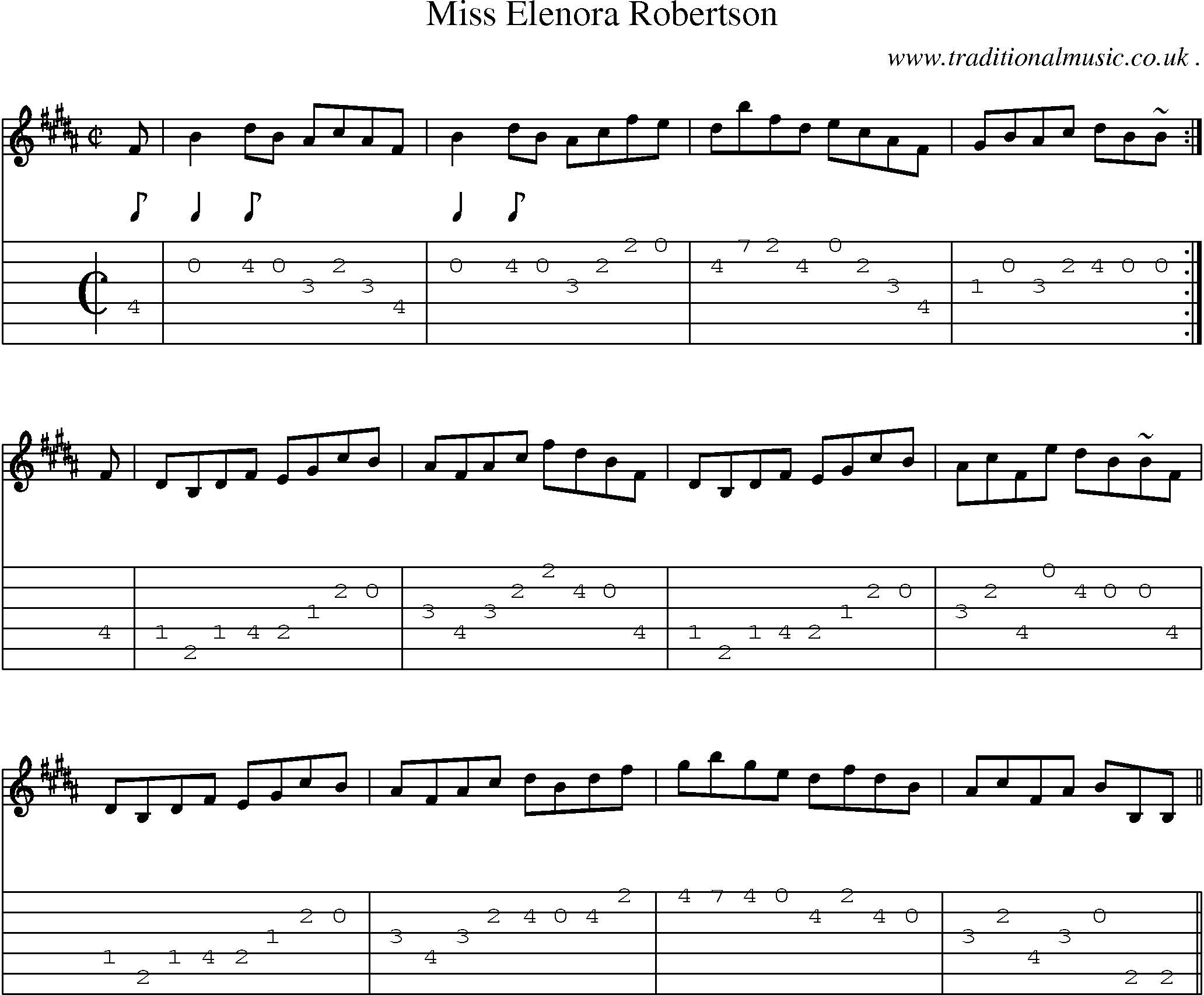 Sheet-music  score, Chords and Guitar Tabs for Miss Elenora Robertson